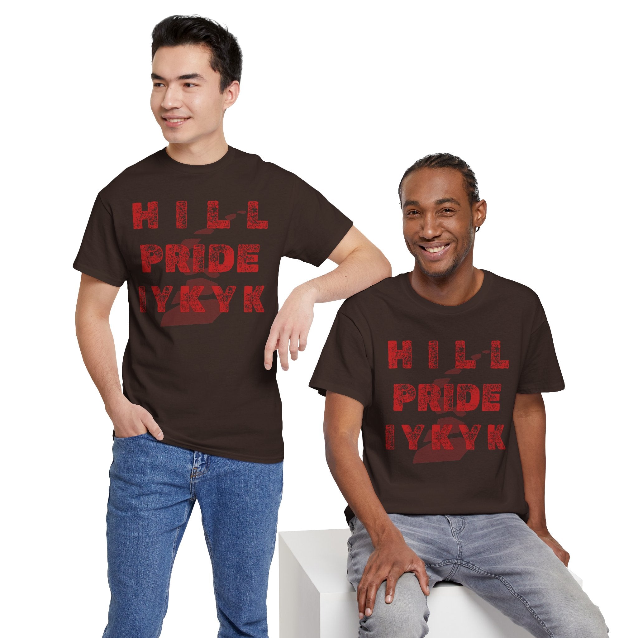 Hill Pride Cobblestone Road Graphic Tee — Red Brick Path Text Design