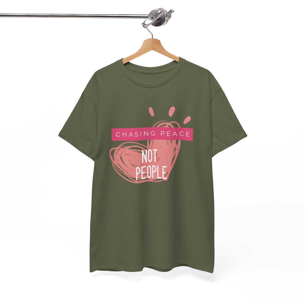 Chasing Peace Not People Tee — Pink Graphic Mental Health Awareness T‑Shirt