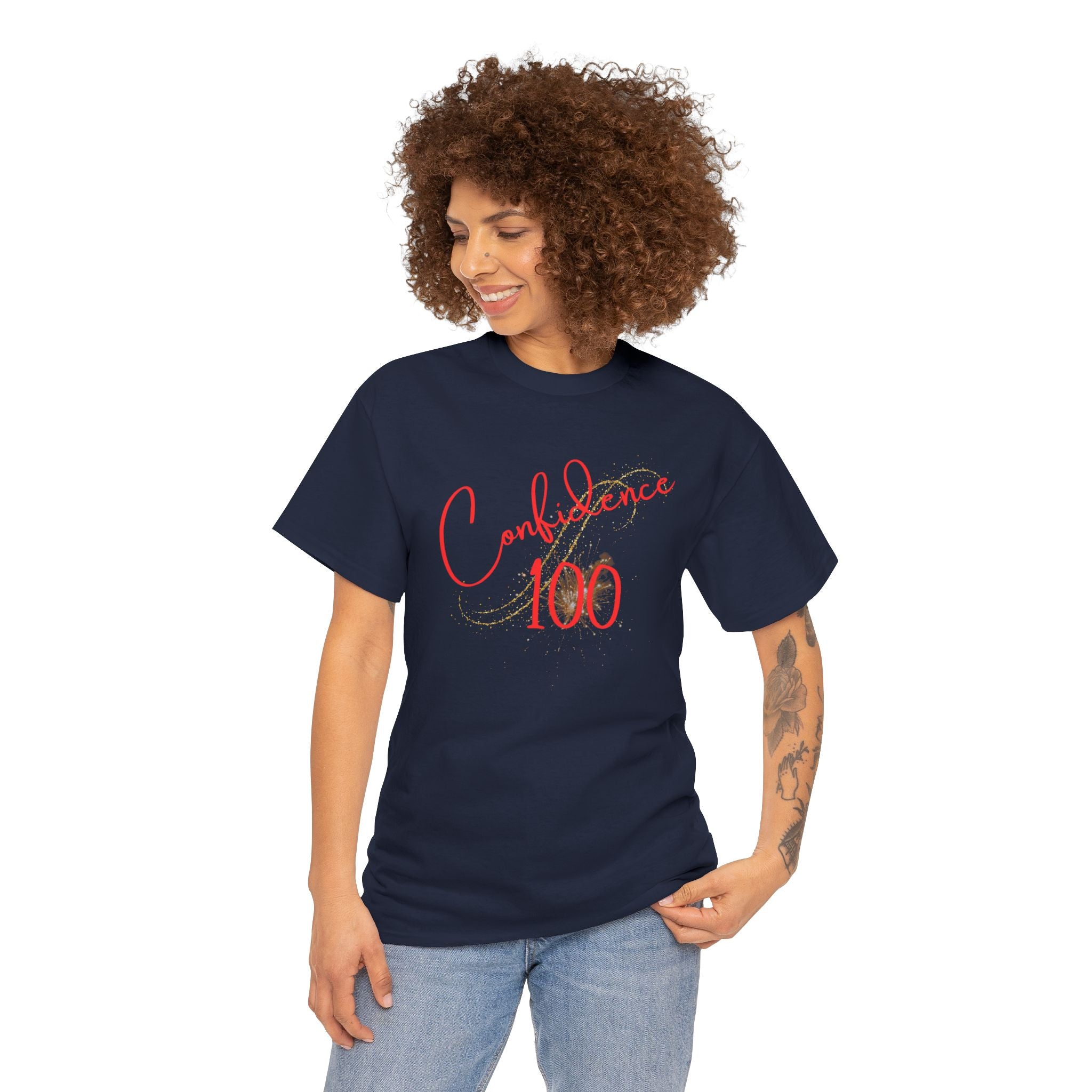 Confidence 100 T-Shirt — Inspirational Script Graphic Tee