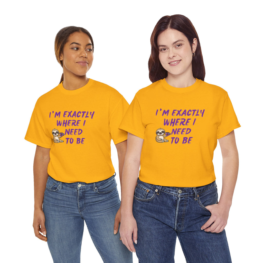 Sloth "I'm Exactly Where I Need to Be" Graphic Tee