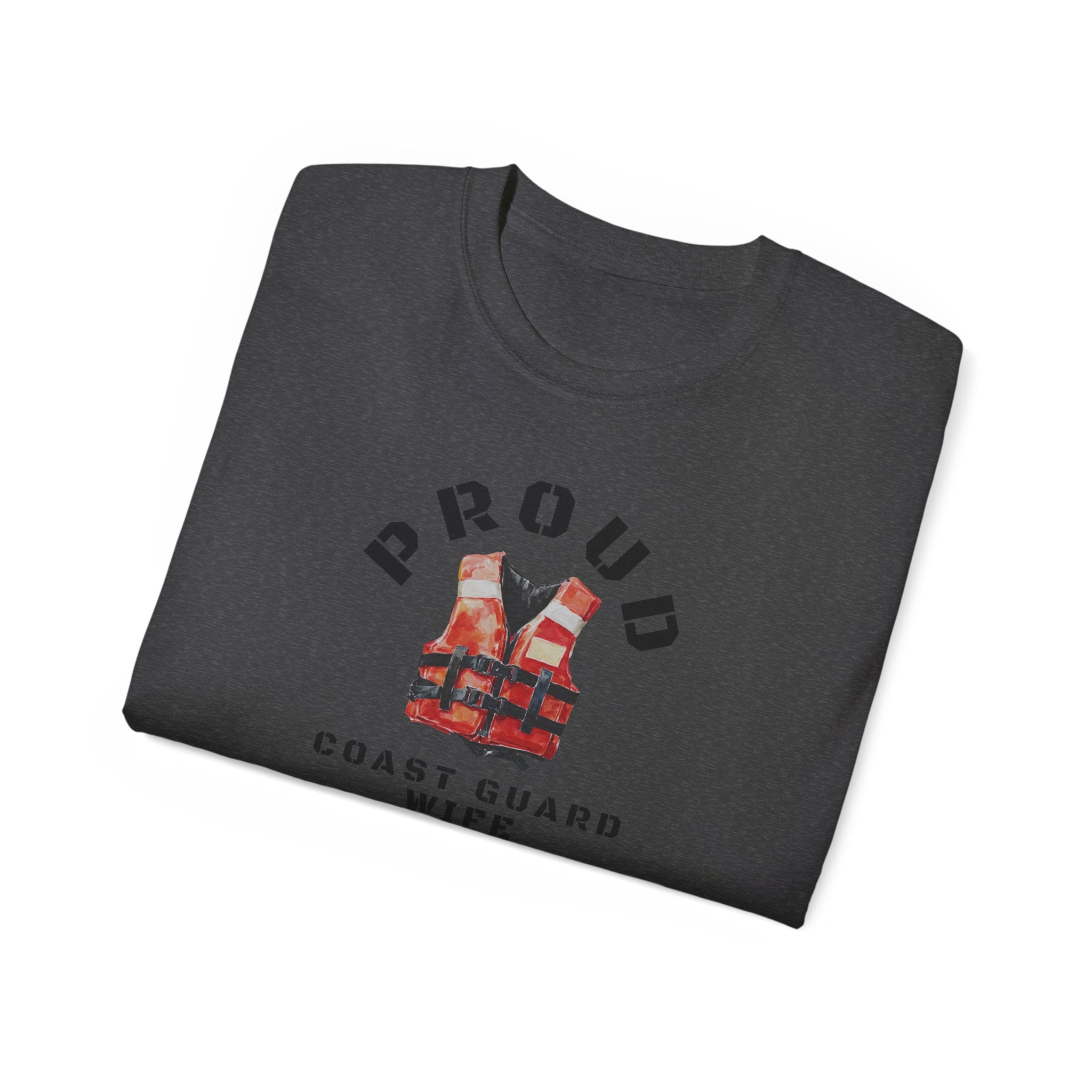 Proud Coast Guard Wife T-Shirt — Life Vest Graphic Tee for Military Spouses