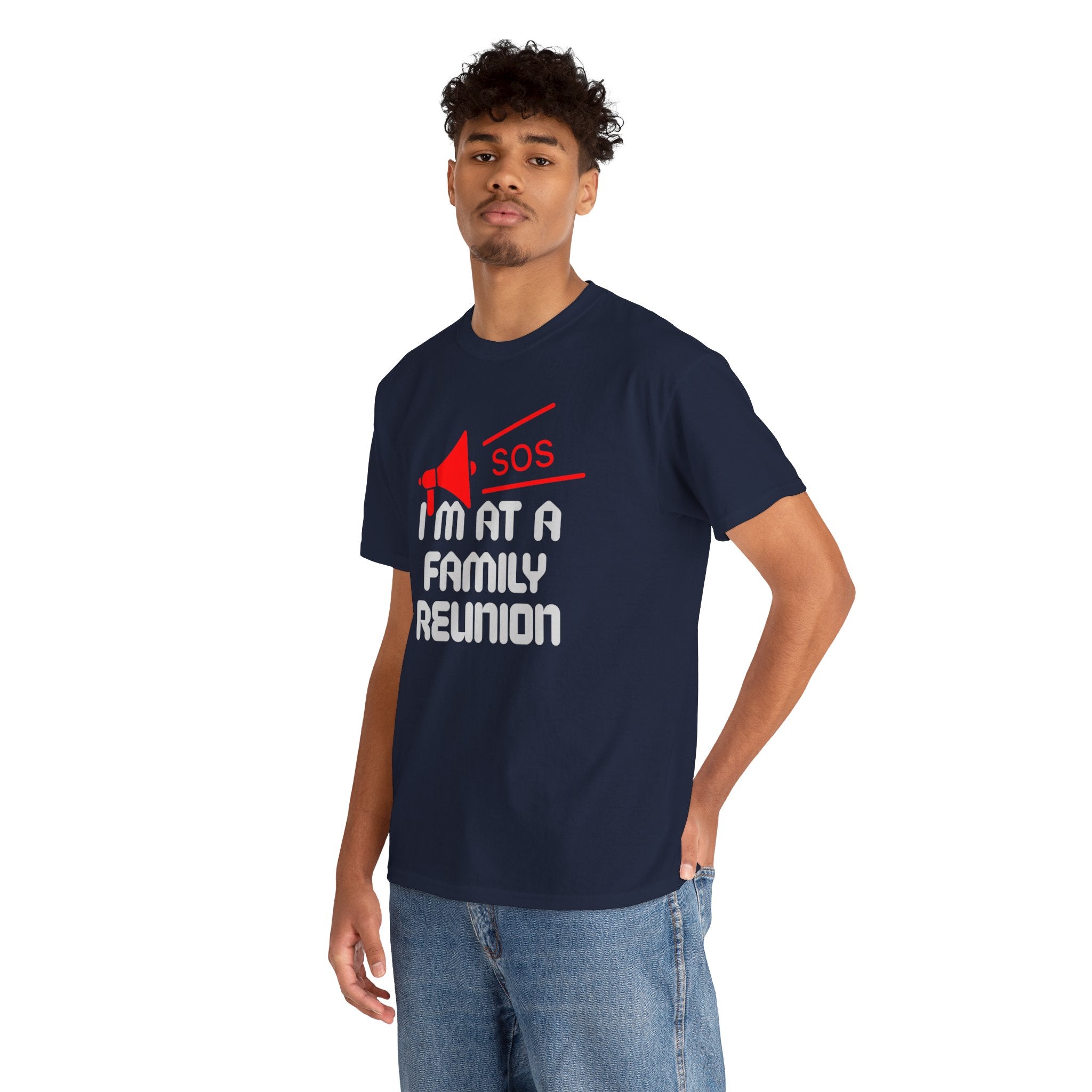 I'm At A Family Reunion T‑Shirt — Funny SOS Megaphone Family Reunion Tee
