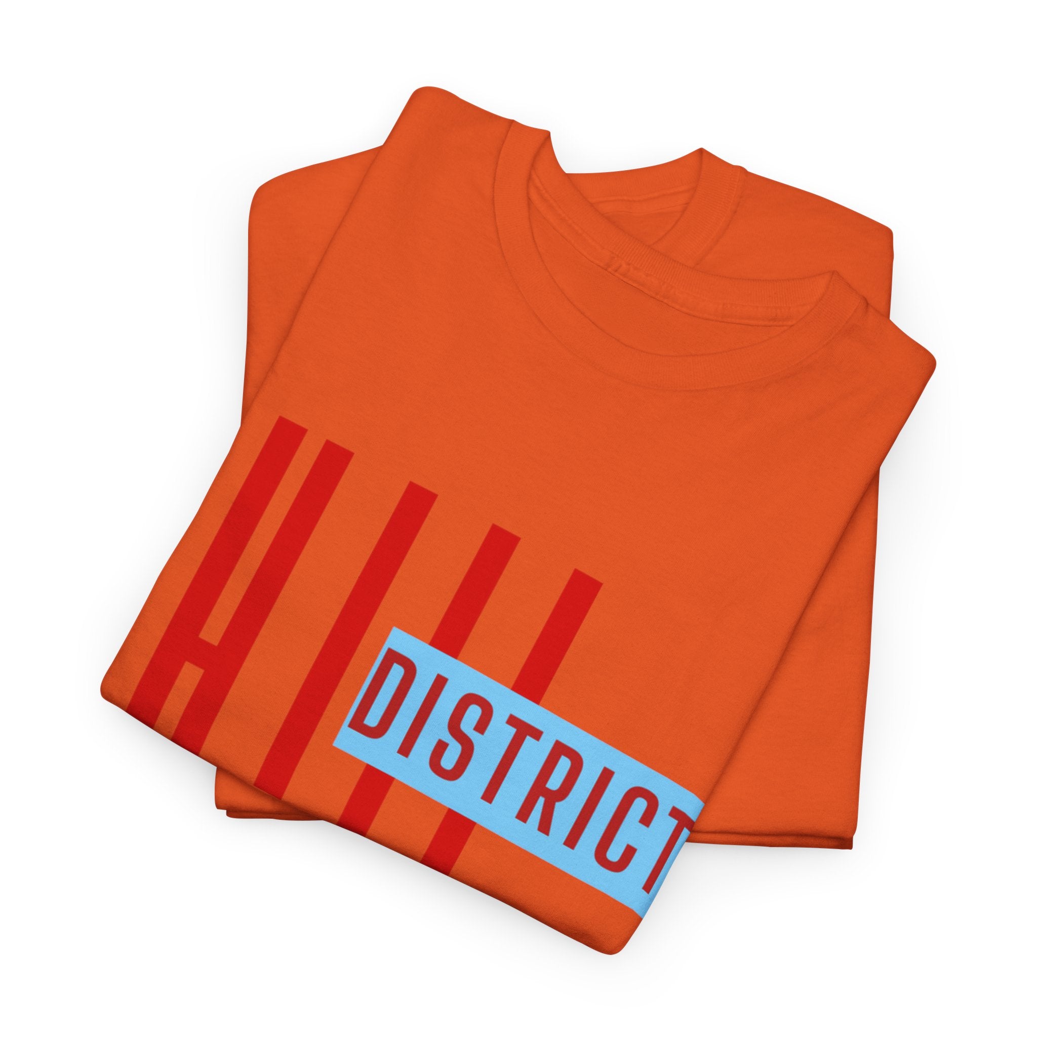 Hill District T-Shirt — Retro Red & Blue 'DISTRICT' Graphic Tee