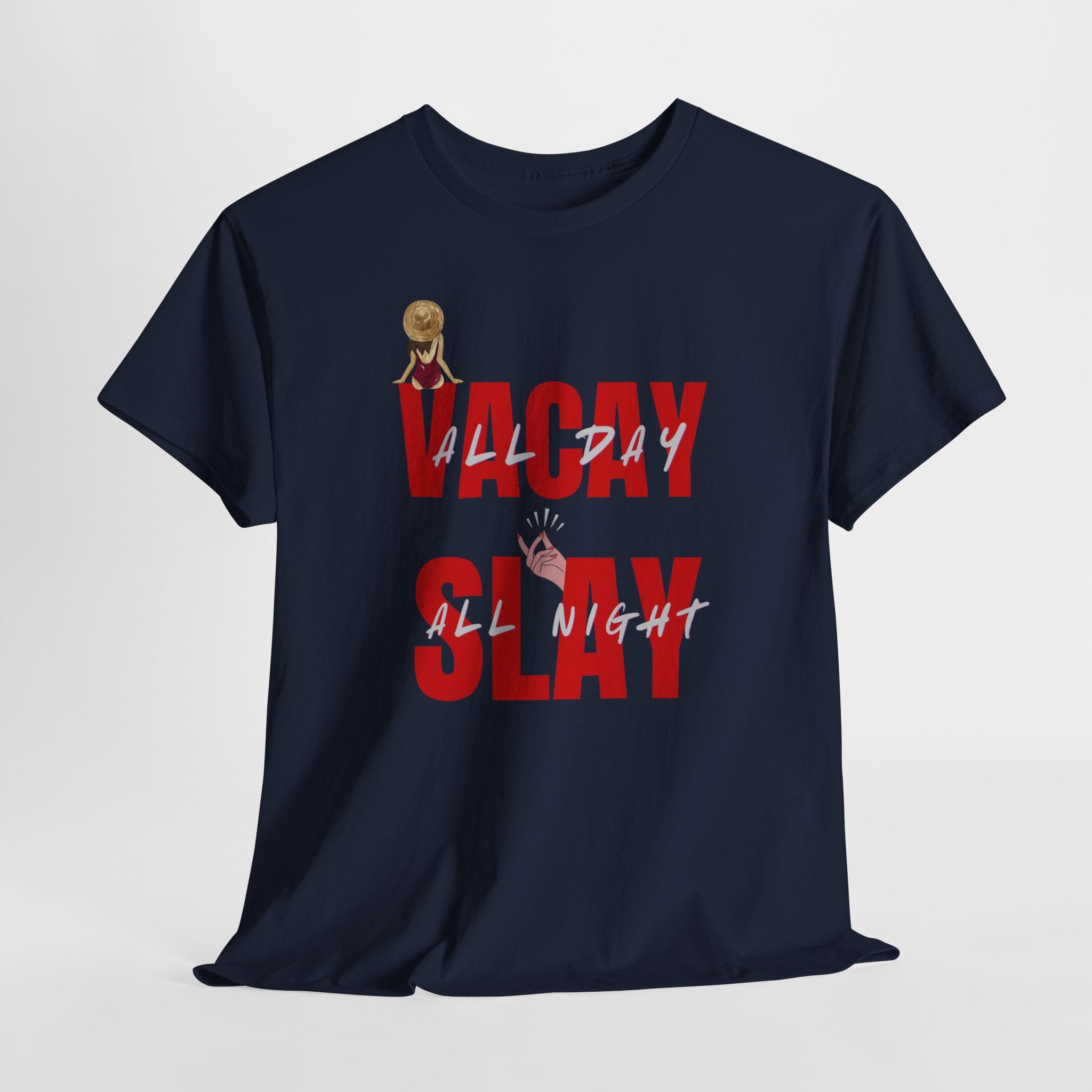 Slay All Night Graphic Tee — "Slay All Night" Red Text Party Shirt