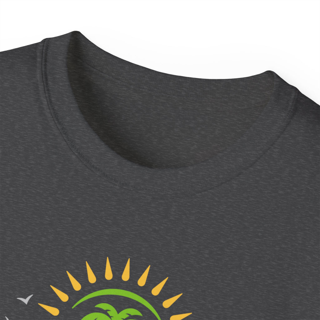 Waves and Matching Shades Tee — Retro Palm Beach Graphic T-Shirt
