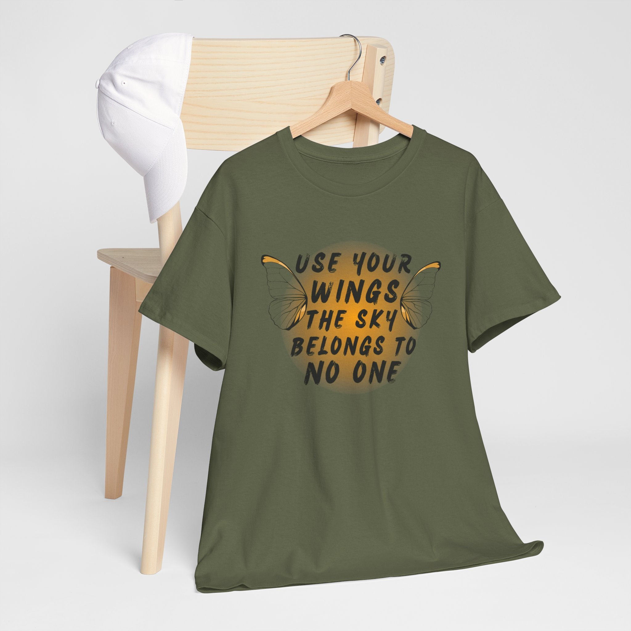 T-Shirt — "Use Your Wings, The Sky Belongs to No One" Inspirational Graphic Tee
