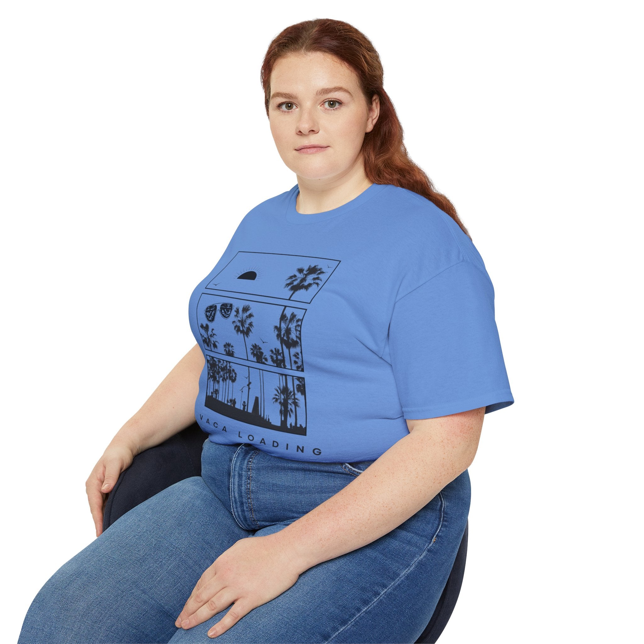 Vacation Loading T‑Shirt — Retro Palm & Sunset Graphic Tee