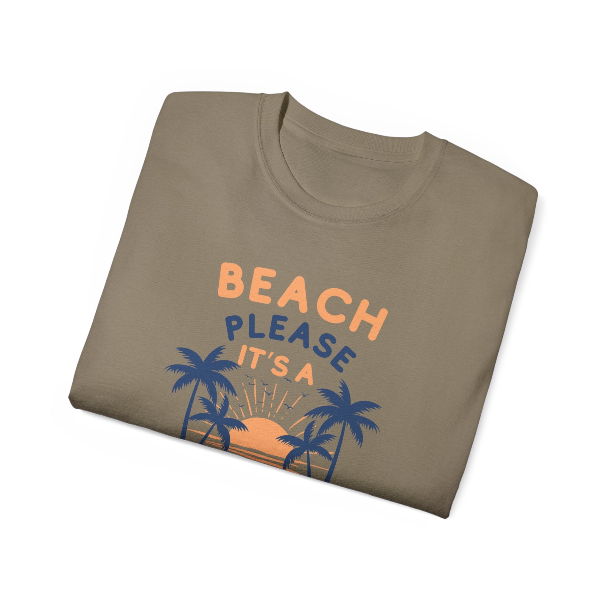 Beach Please It's a Girl's Trip Tee — Tropical Palm Sunset Vacation Shirt