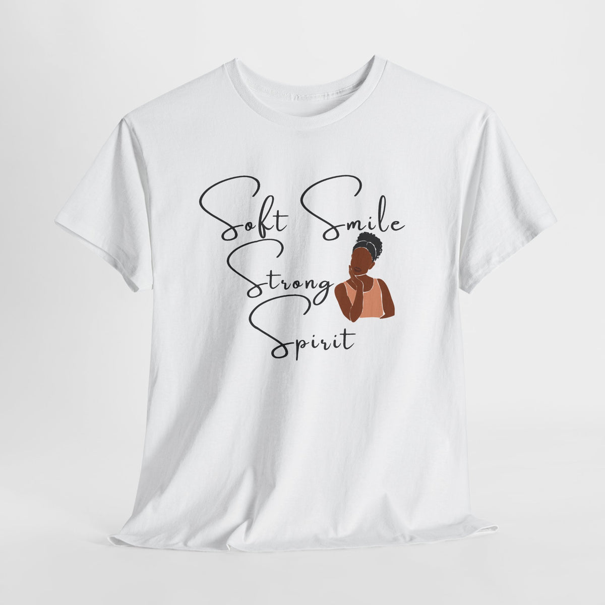 Soft Smile Strong Spirit Tee — Minimal Line Art Inspirational T-Shirt