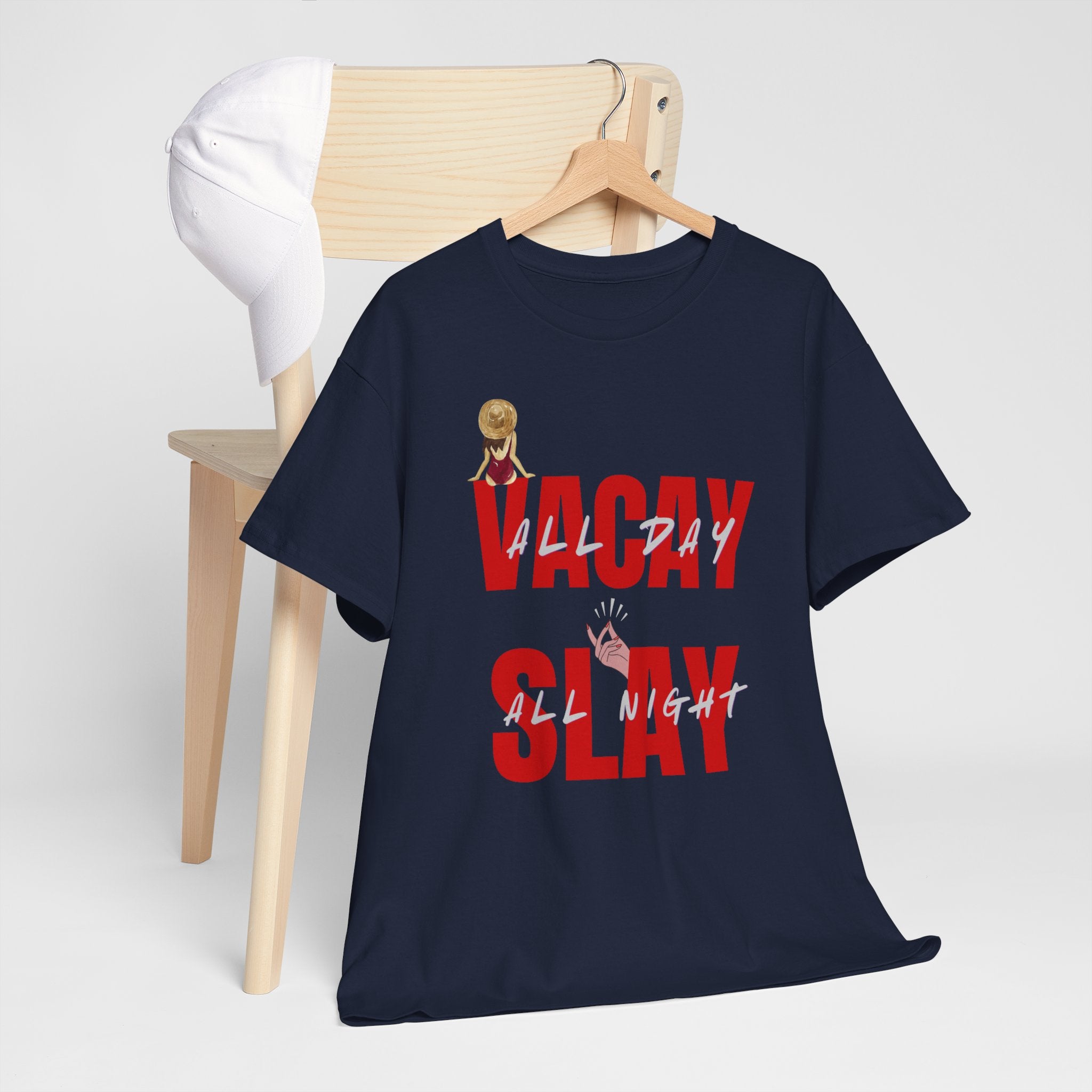 Slay All Night Graphic Tee — "Slay All Night" Red Text Party Shirt
