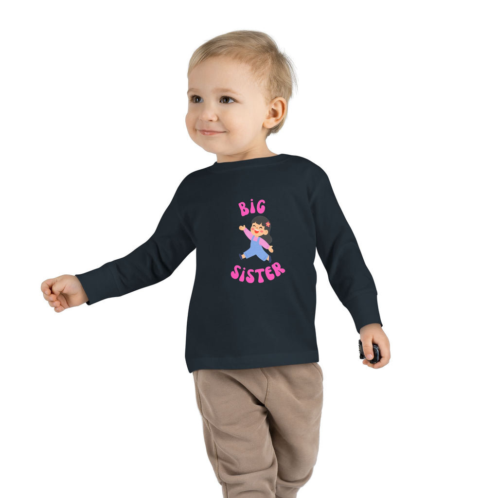Big Sister Toddler Long Sleeve Tee — Cute Announce Shirt for New Siblings