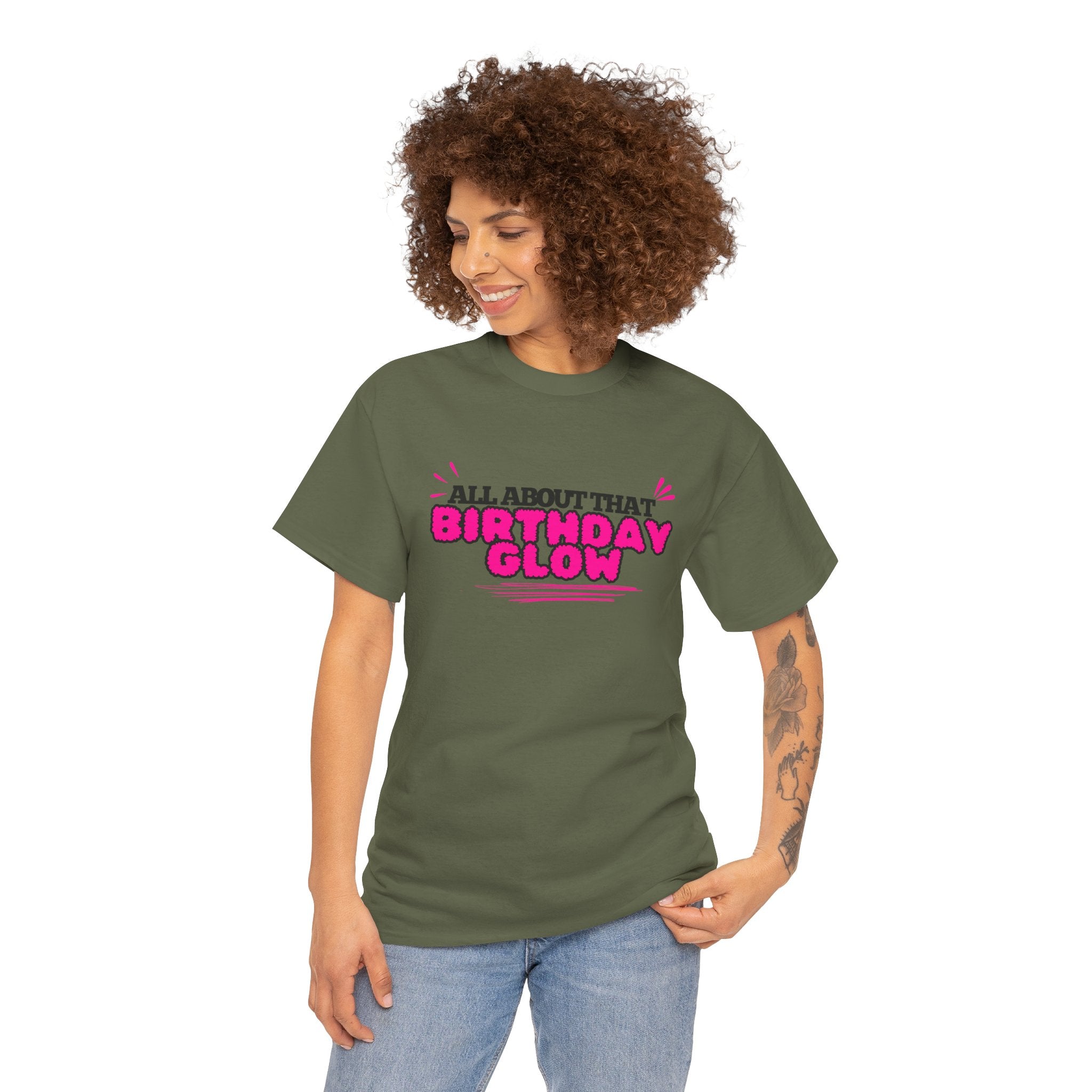 Birthday Glow Tee — "All About That Birthday Glow" Graphic Shirt