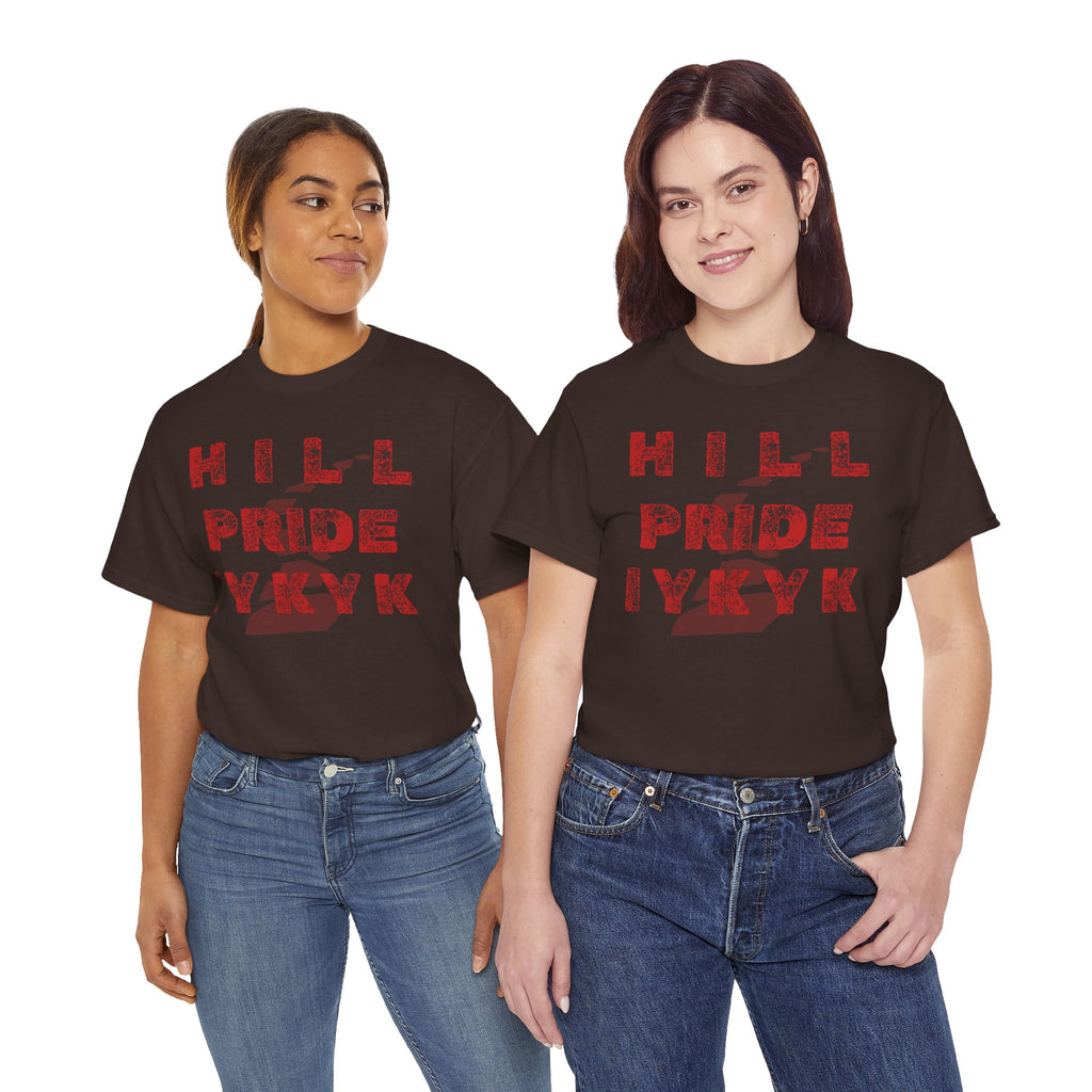 Hill Pride Cobblestone Road Graphic Tee — Red Brick Path Text Design