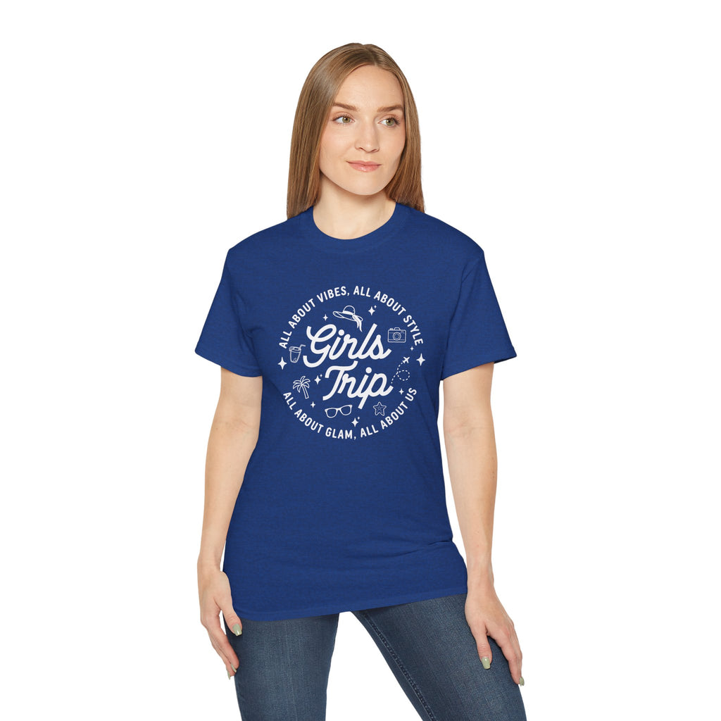 Girls Trip T-Shirt — 'All About Vibes, All About Style' Graphic Tee for Bachelorette & Vacation