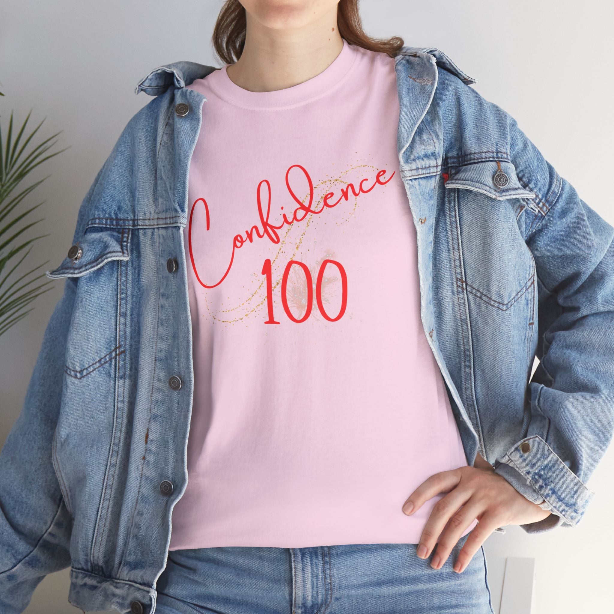 Confidence 100 T-Shirt — Inspirational Script Graphic Tee