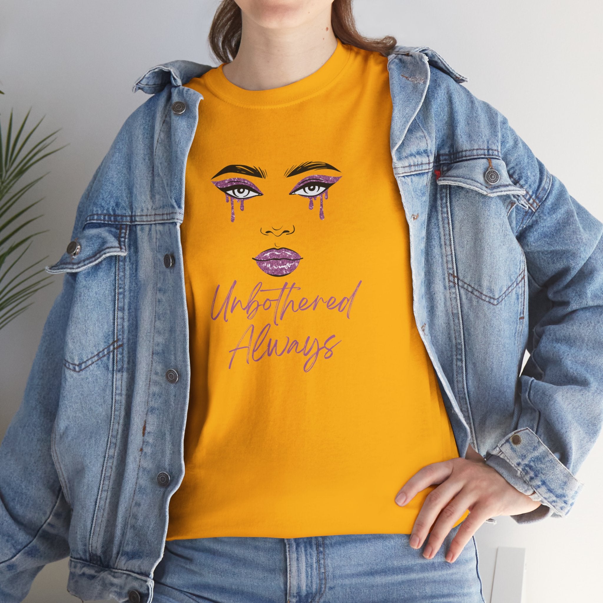 "Unbothered Always" Graphic Tee — Feminine Tear-Track Face Design