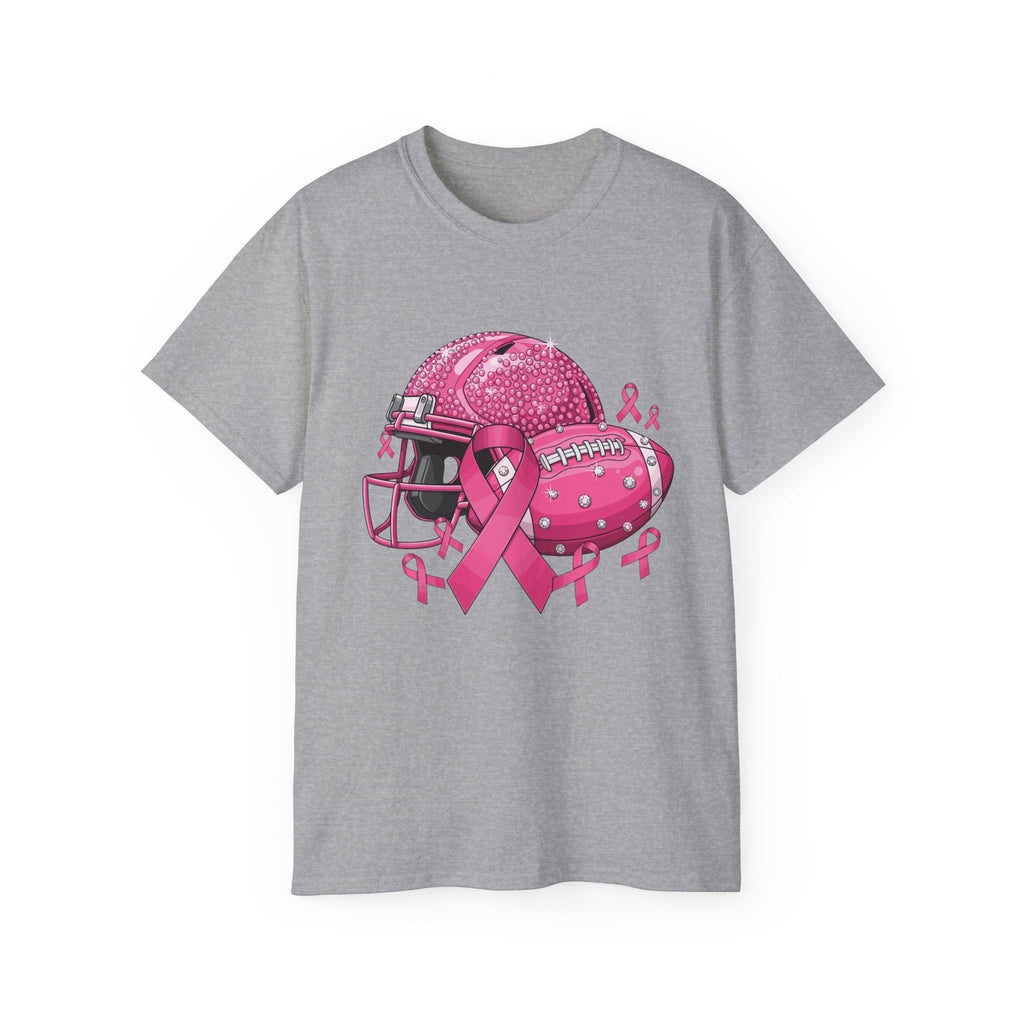 Breast Cancer Awareness Football Helmet T-Shirt – Pink Ribbon Support Tee