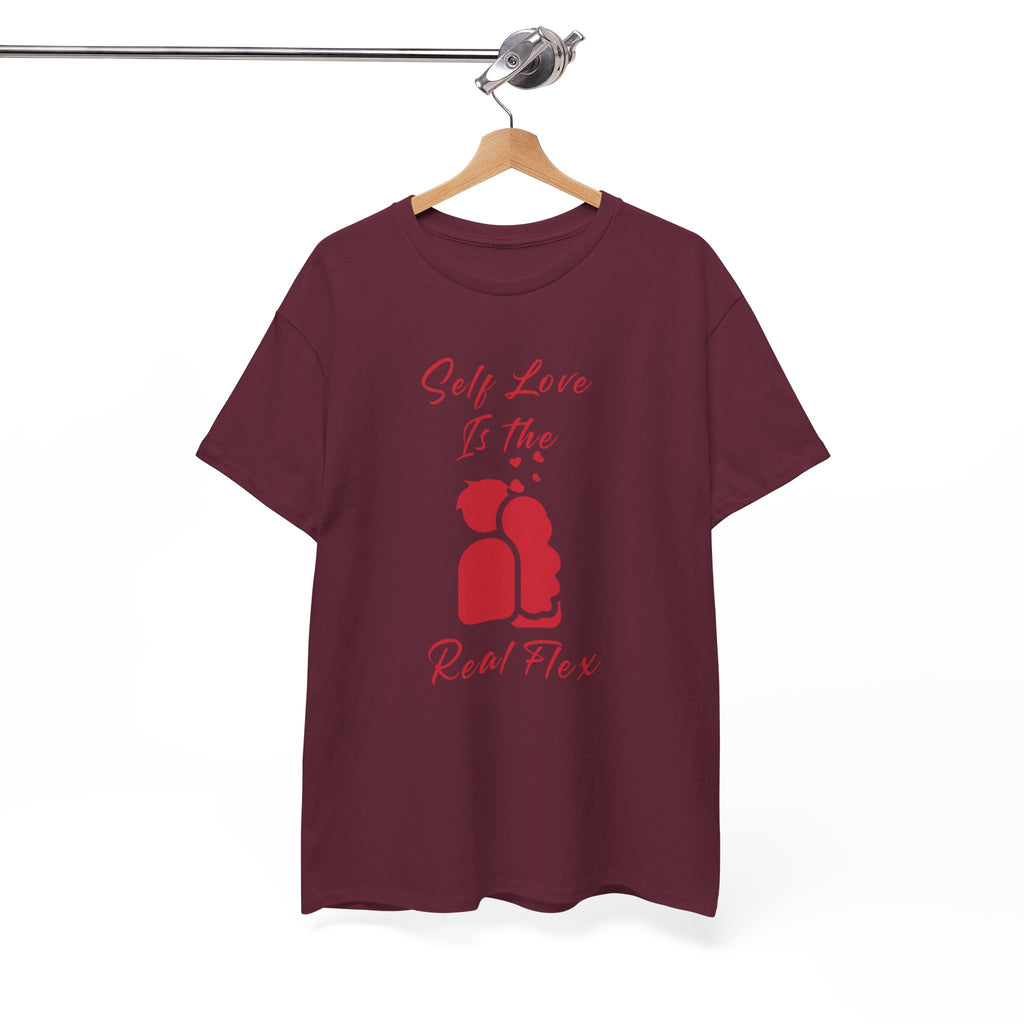 T-Shirt — "Self Love Is The Real Flex" Romantic Couple Graphic Tee