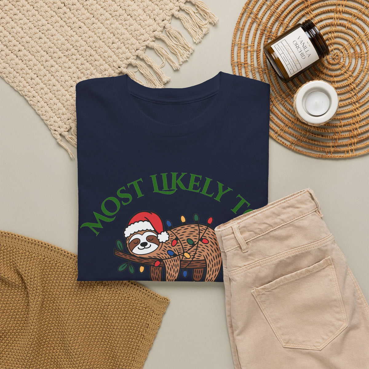 Most Likely to Leave Decorations Up Until February Sloth T-Shirt