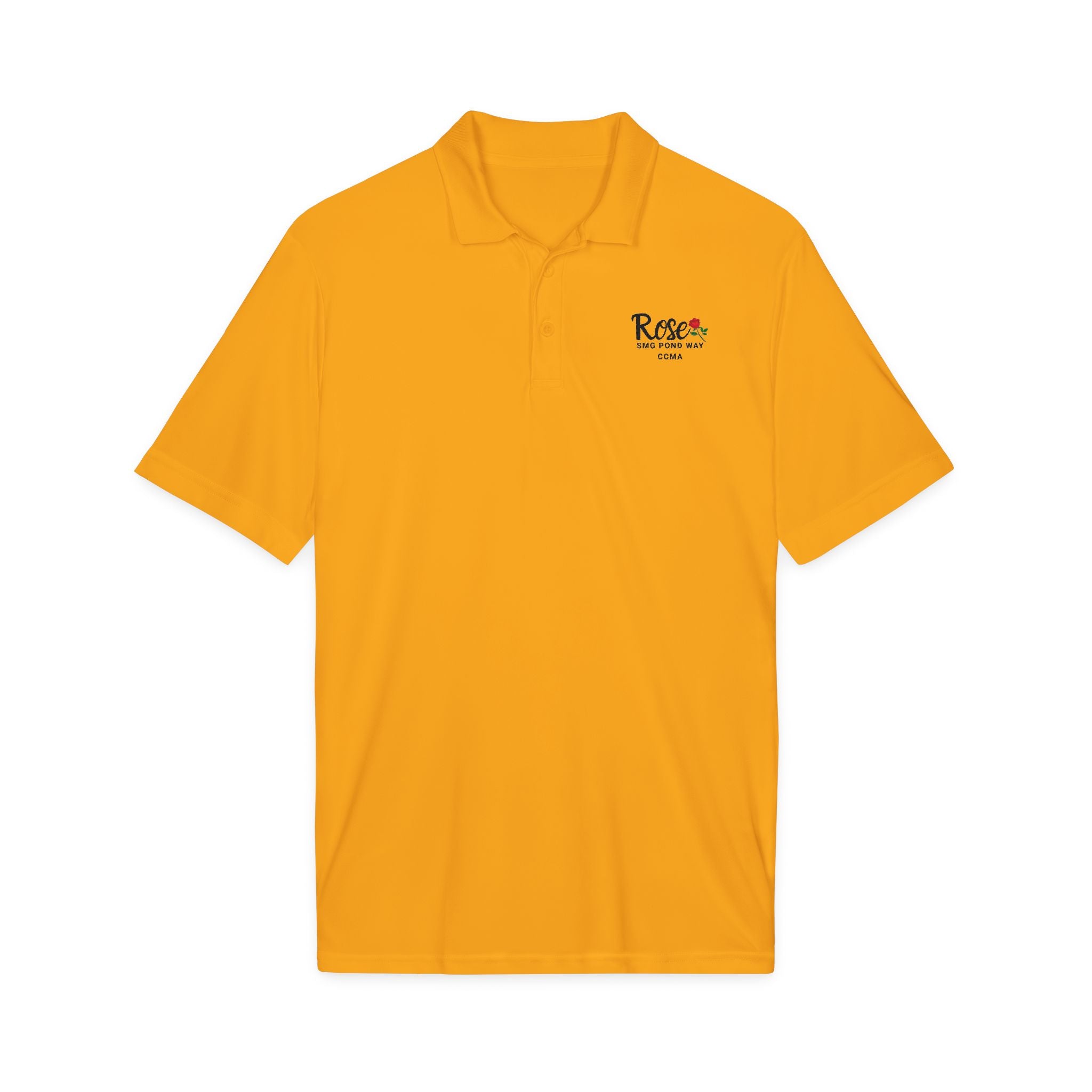 Rose Work Logo Polo Shirt Black Script with a Rose