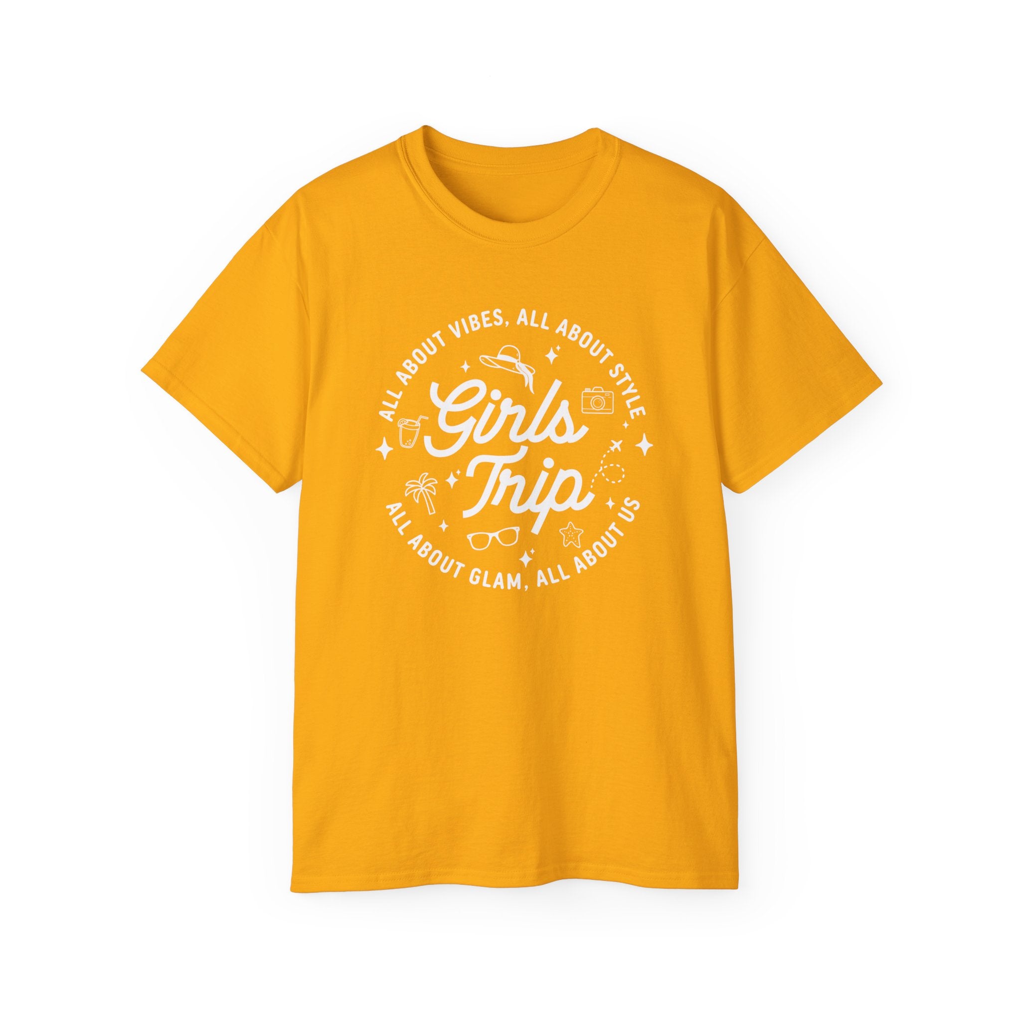 Girls Trip T-Shirt — 'All About Vibes, All About Style' Graphic Tee for Bachelorette & Vacation