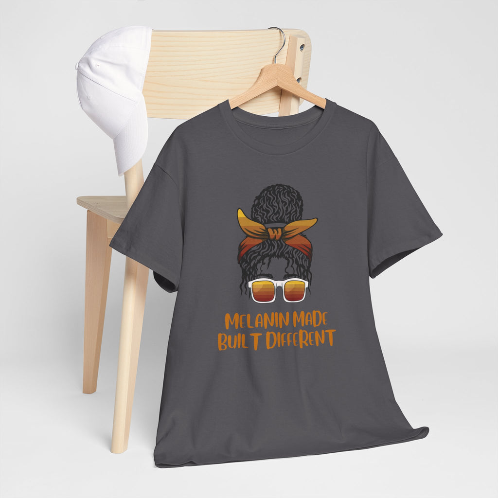 T-Shirt — "Melanin Made, Built Different" Graphic Tee
