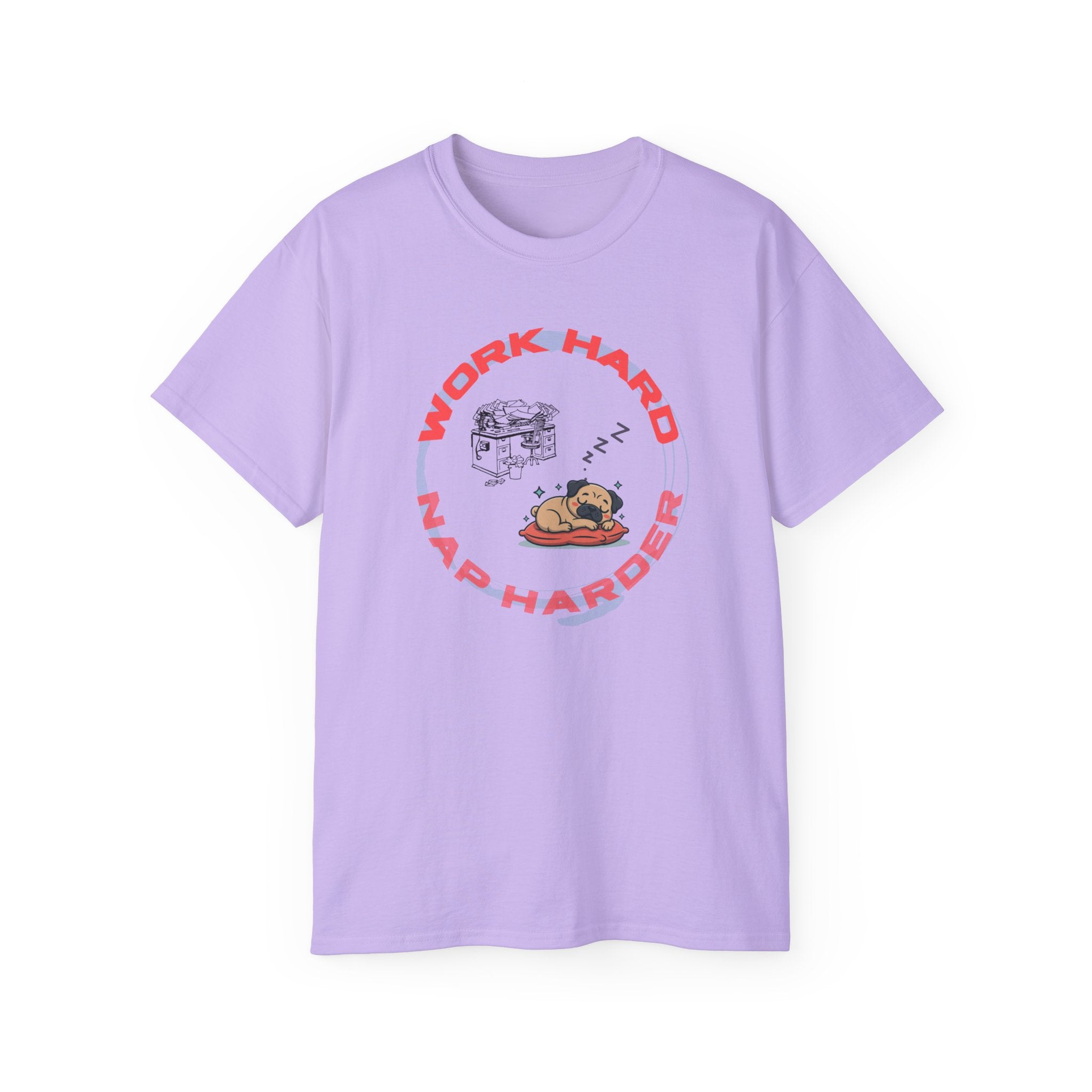 Work Hard Nap Harder T‑Shirt — Funny Sleep Lover Graphic Tee