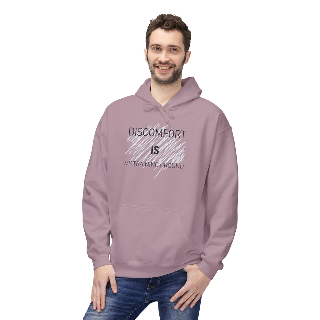 Hoodie — "Discomfort Is My Training Ground" Motivational Fitness Pullover