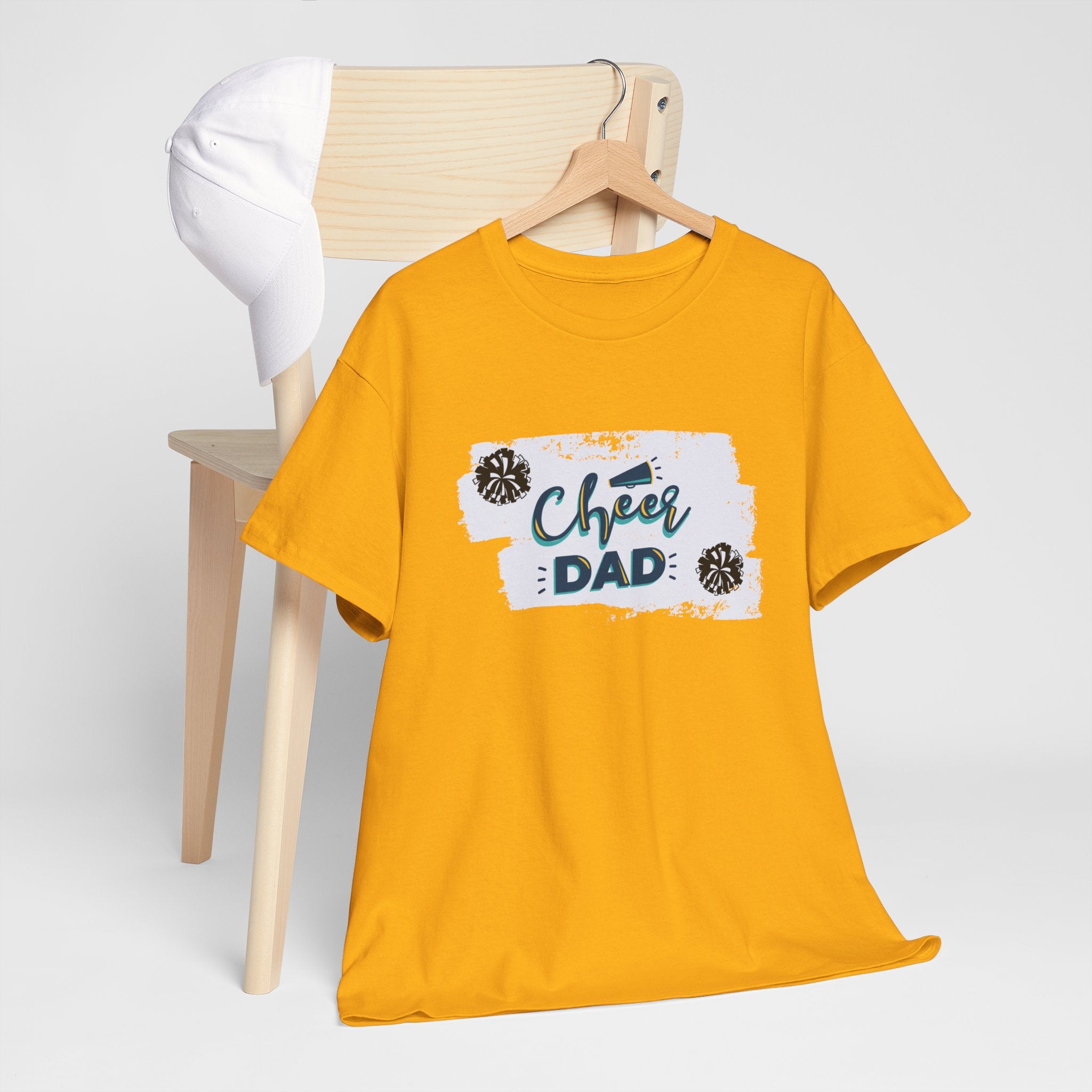 Cheer Dad T-Shirt — Cheerleading Dad Tee with Pom-Poms, Father's Day Gift