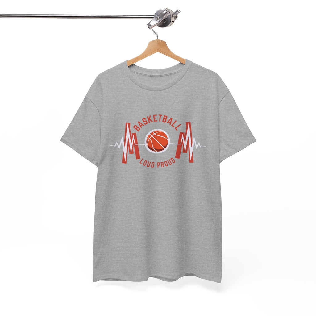 Basketball Mom Loud Proud Tee — Heartbeat Hoop Graphic T‑Shirt