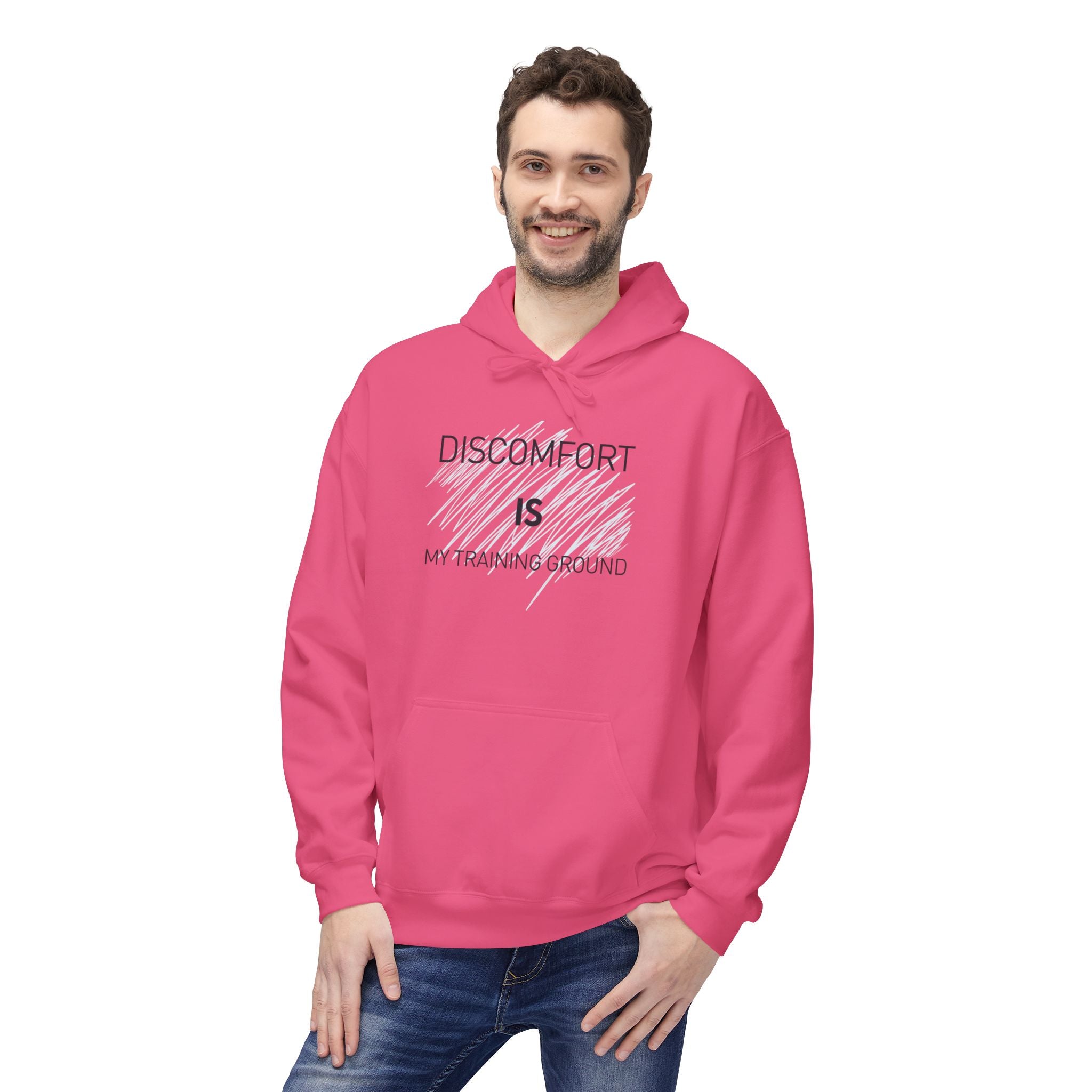 Hoodie — "Discomfort Is My Training Ground" Motivational Fitness Pullover