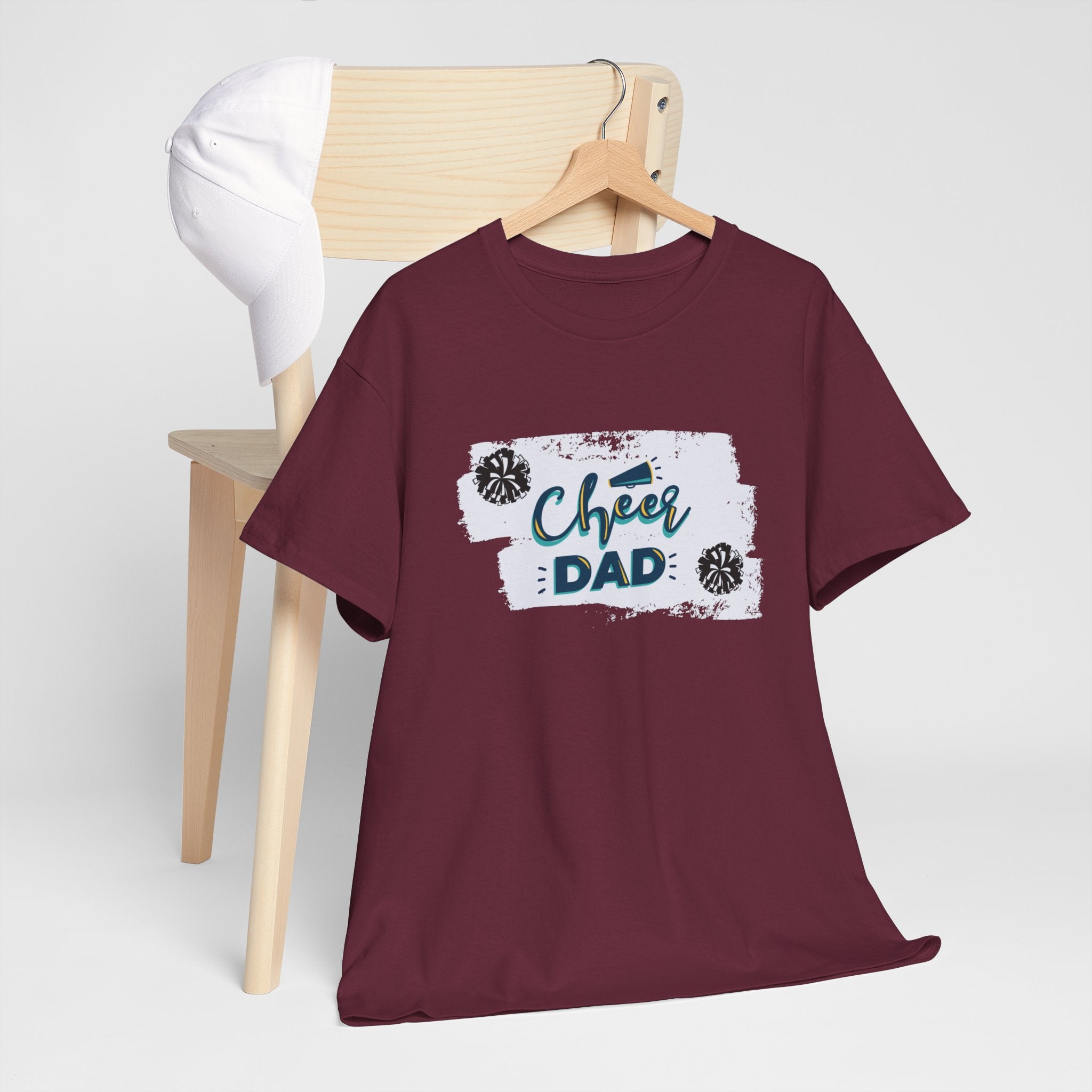 Cheer Dad T-Shirt — Cheerleading Dad Tee with Pom-Poms, Father's Day Gift