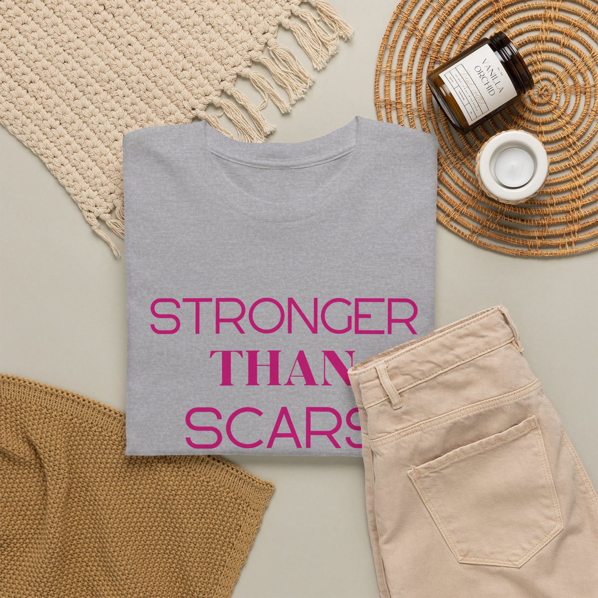 Stronger Than Scars Tee – Breast Cancer Awareness Support T-Shirt