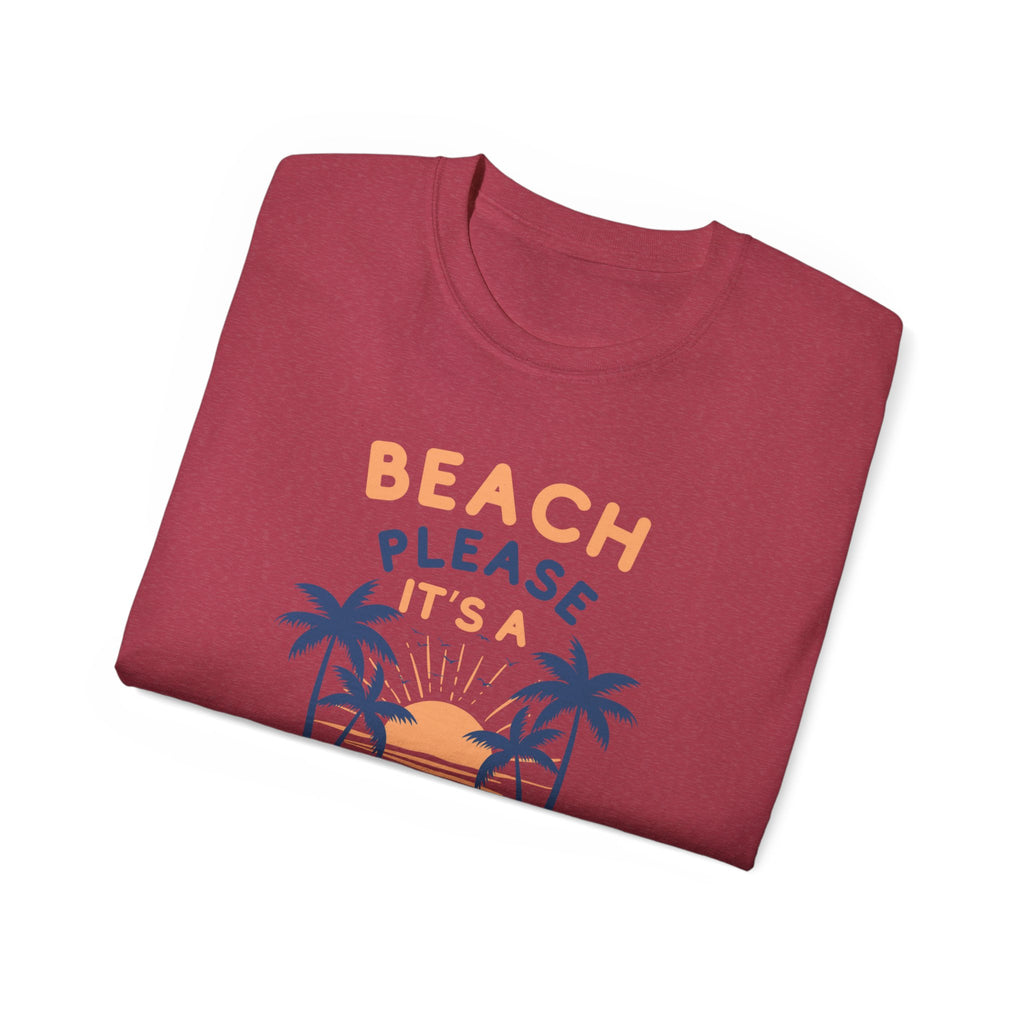 Beach Please It's a Girl's Trip Tee — Tropical Palm Sunset Vacation Shirt