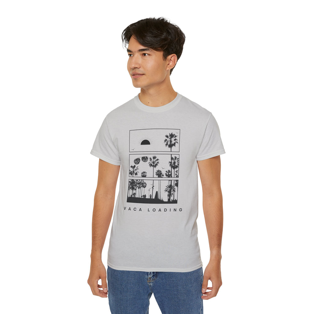 Vacation Loading T‑Shirt — Retro Palm & Sunset Graphic Tee
