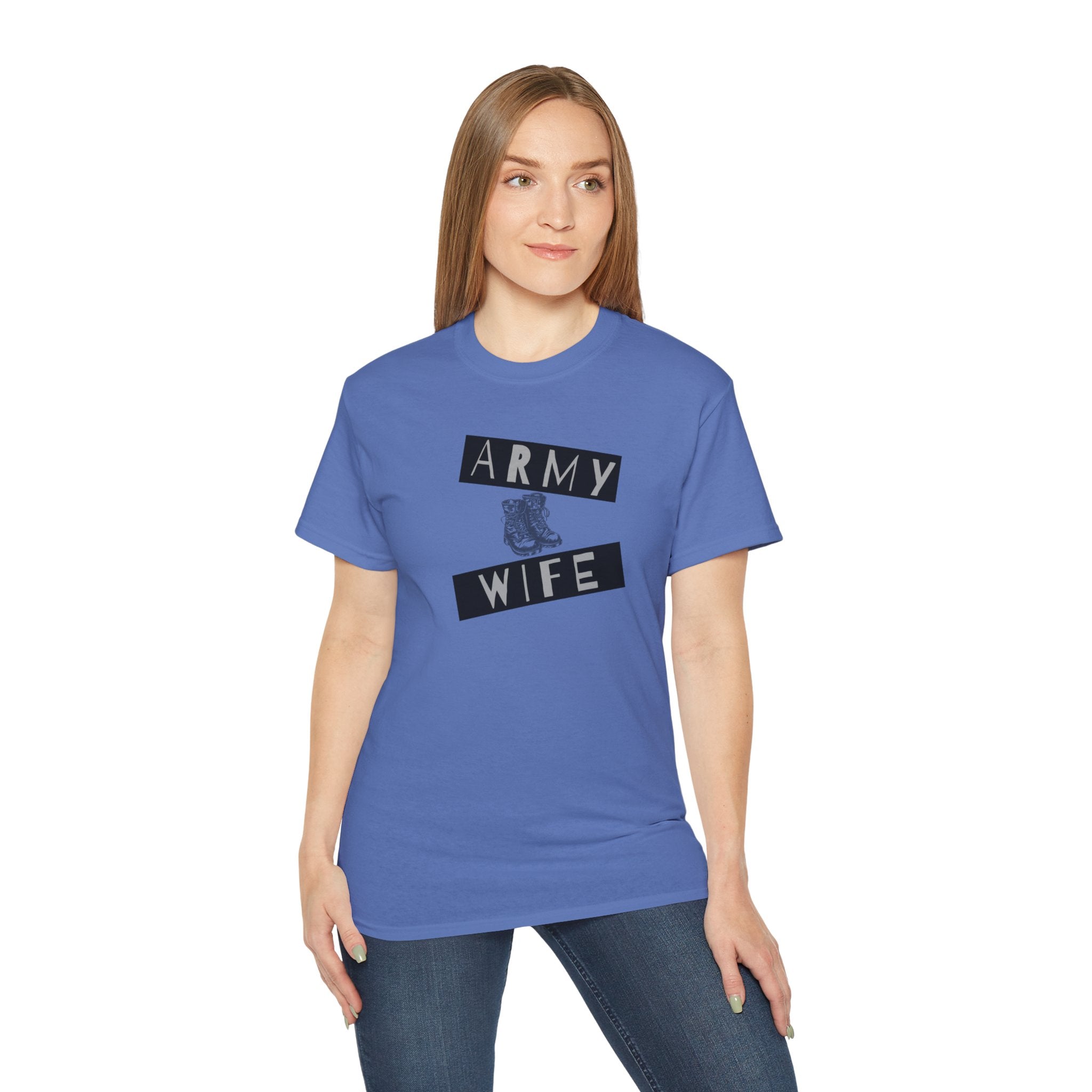Army Wife T‑Shirt — Military Wife Tee with Combat Boot Graphic