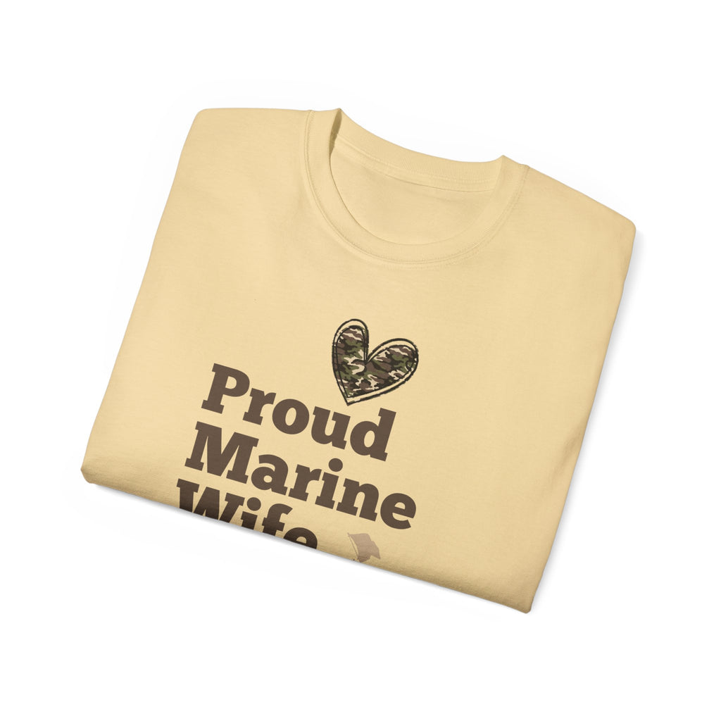Proud Marine Wife T-Shirt — Camouflage Heart & Marine Family Tee