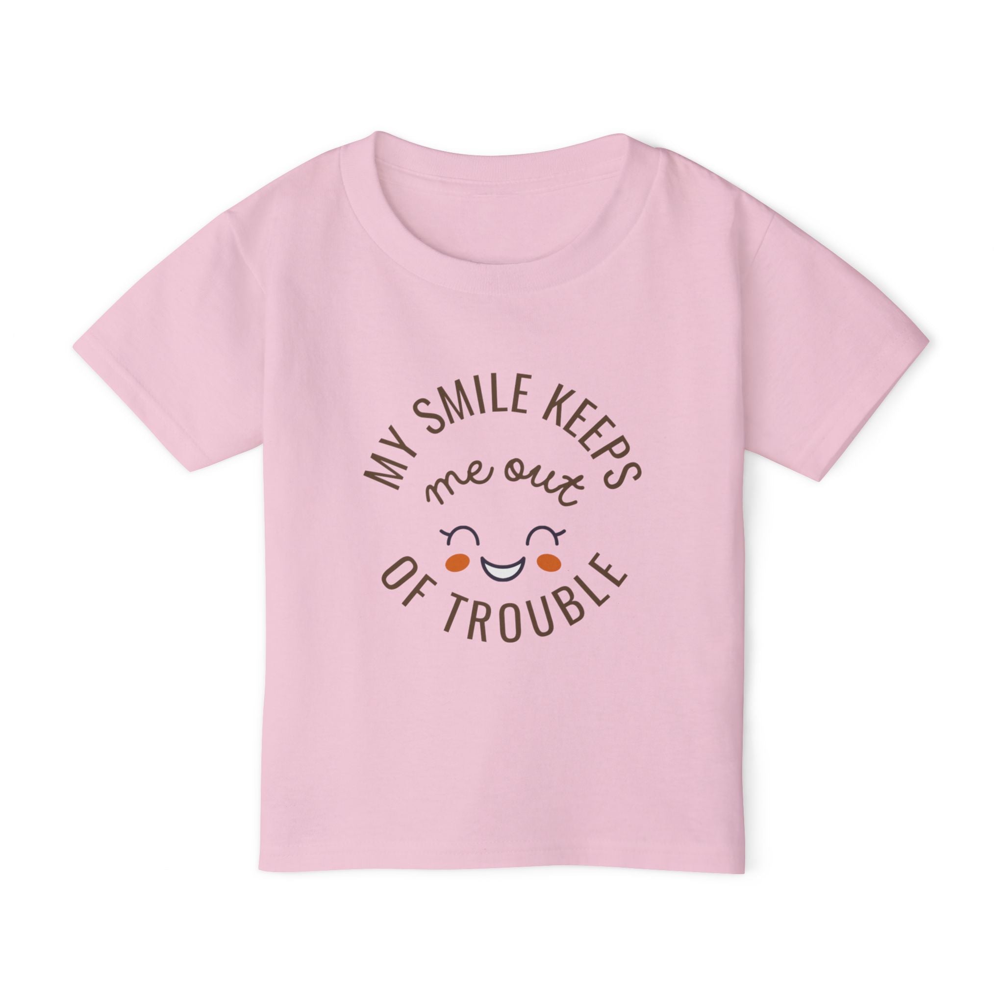 Toddler T‑Shirt — “My Smile Keeps Me Out of Trouble” Cute Smiley Kids Tee