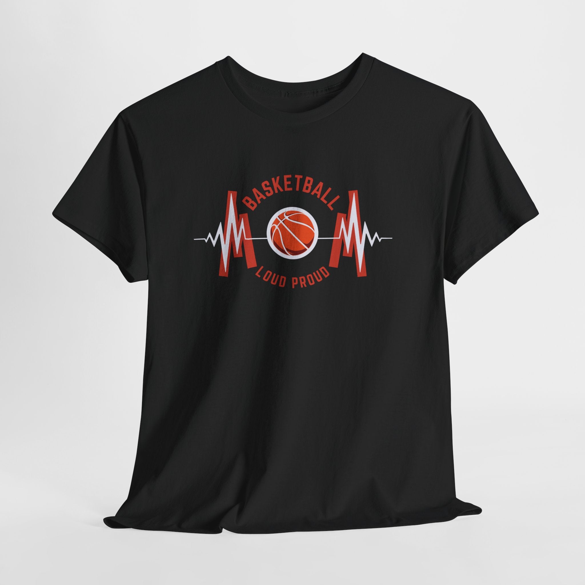 Basketball Mom Loud Proud Tee — Heartbeat Hoop Graphic T‑Shirt