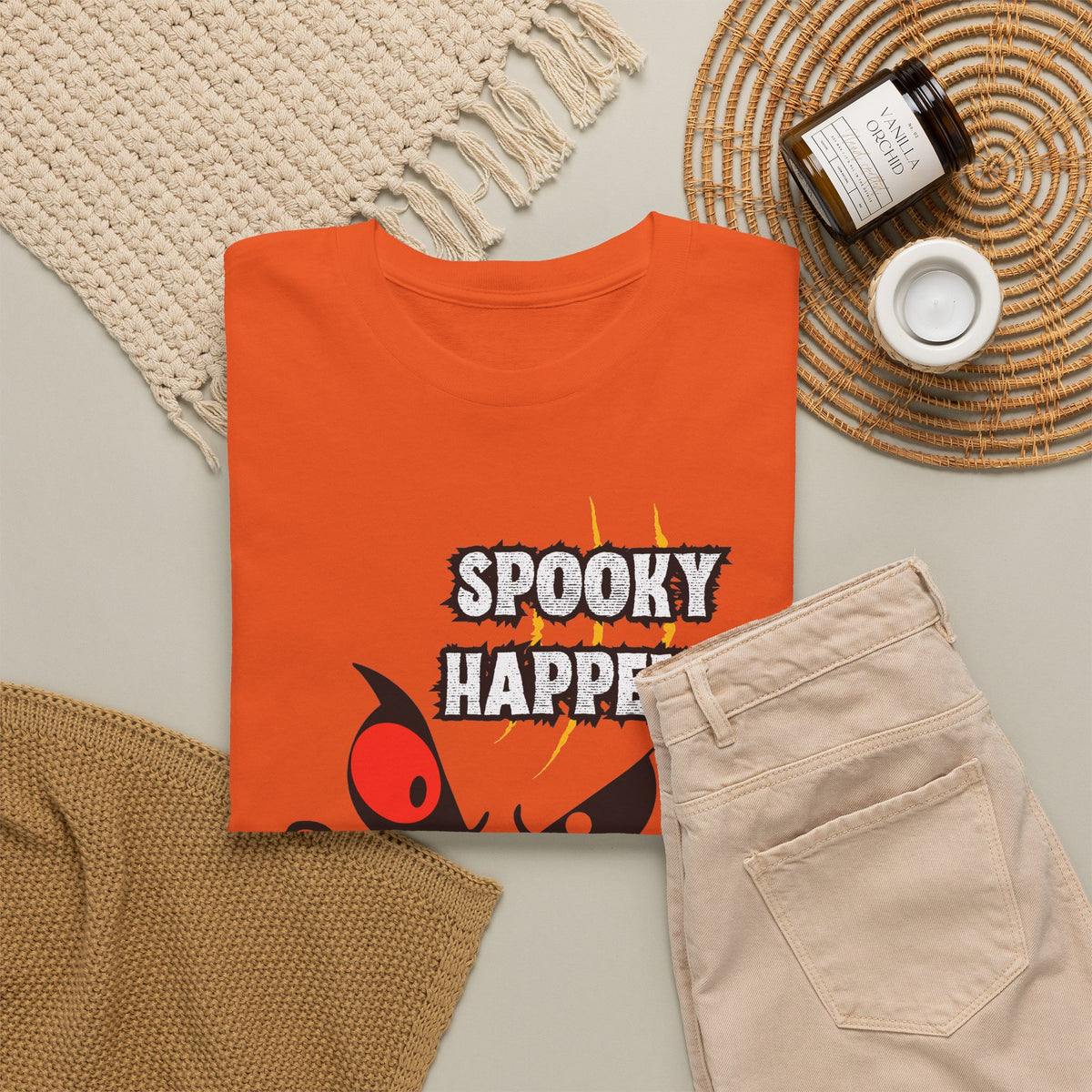 Spooky Happens Halloween T-Shirt — Creepy Jack-O'-Lantern Face Tee