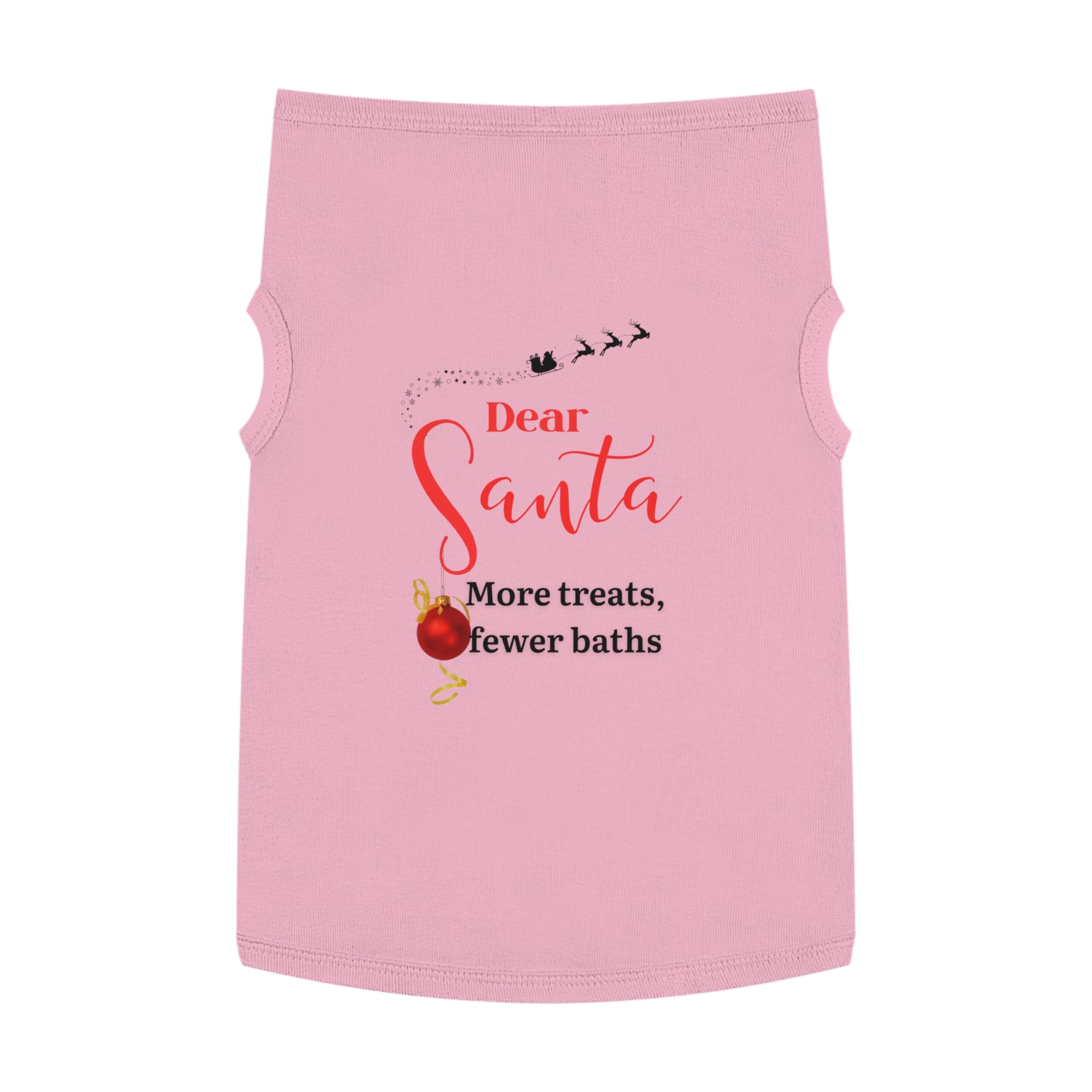 Dear Santa, More treats, less...Festive Pet Tank Top, Holiday Pet Clothing, Xmas Dog Shirt, Dear Santa Tanks, Dog Christmas Outfit, Pet Gift for Dog Lovers