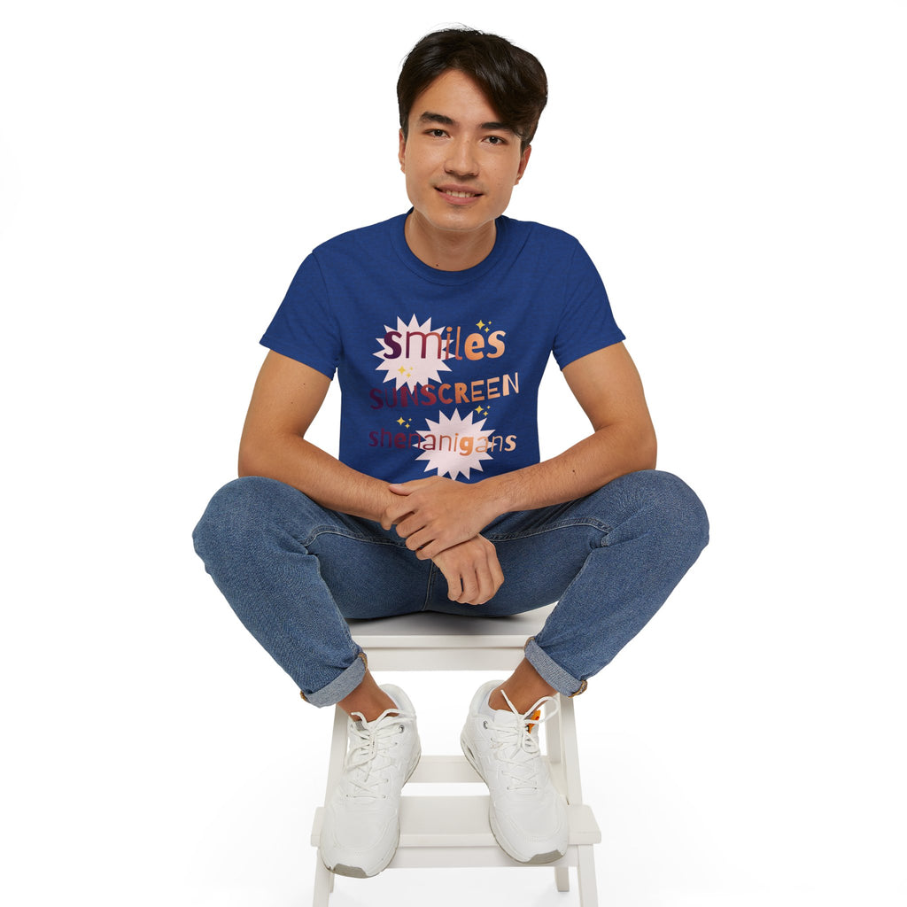 Smiles Sunscreen Shenanigans Tee — Fun Summer Beach Shirt