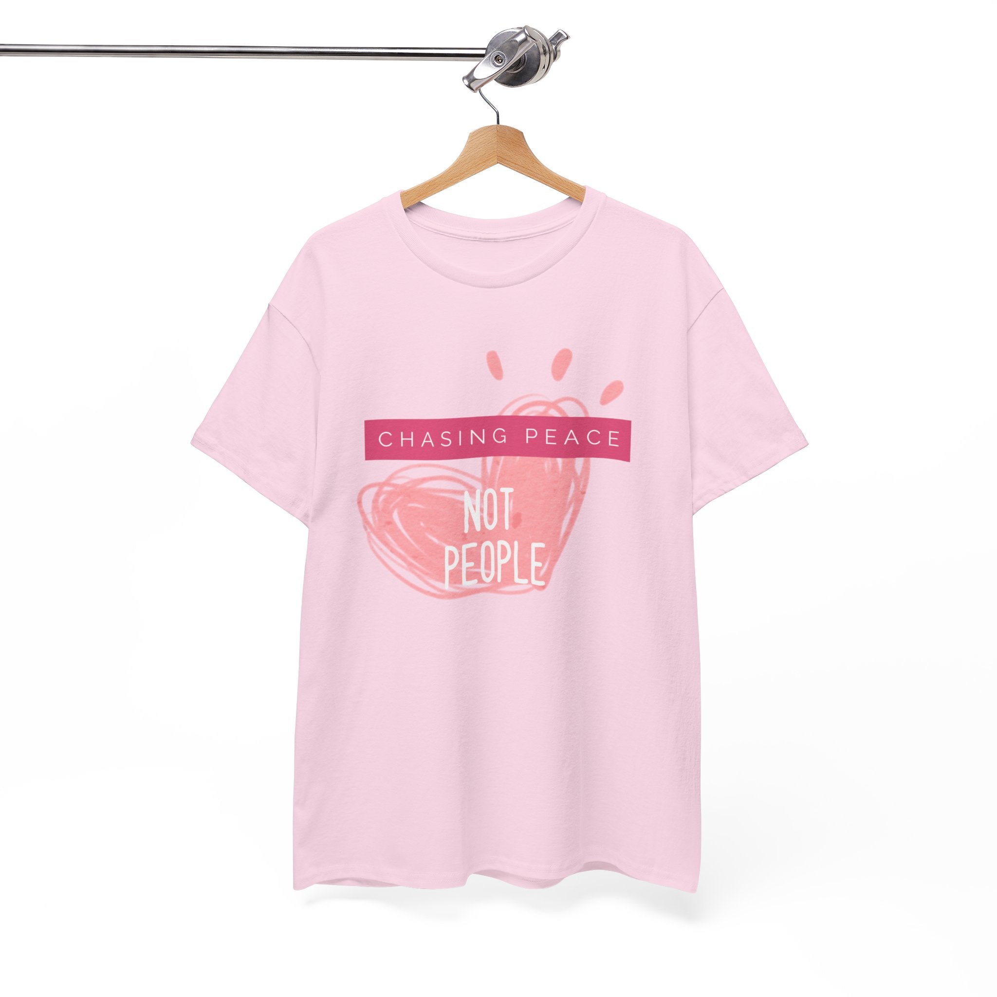 Chasing Peace Not People Tee — Pink Graphic Mental Health Awareness T‑Shirt