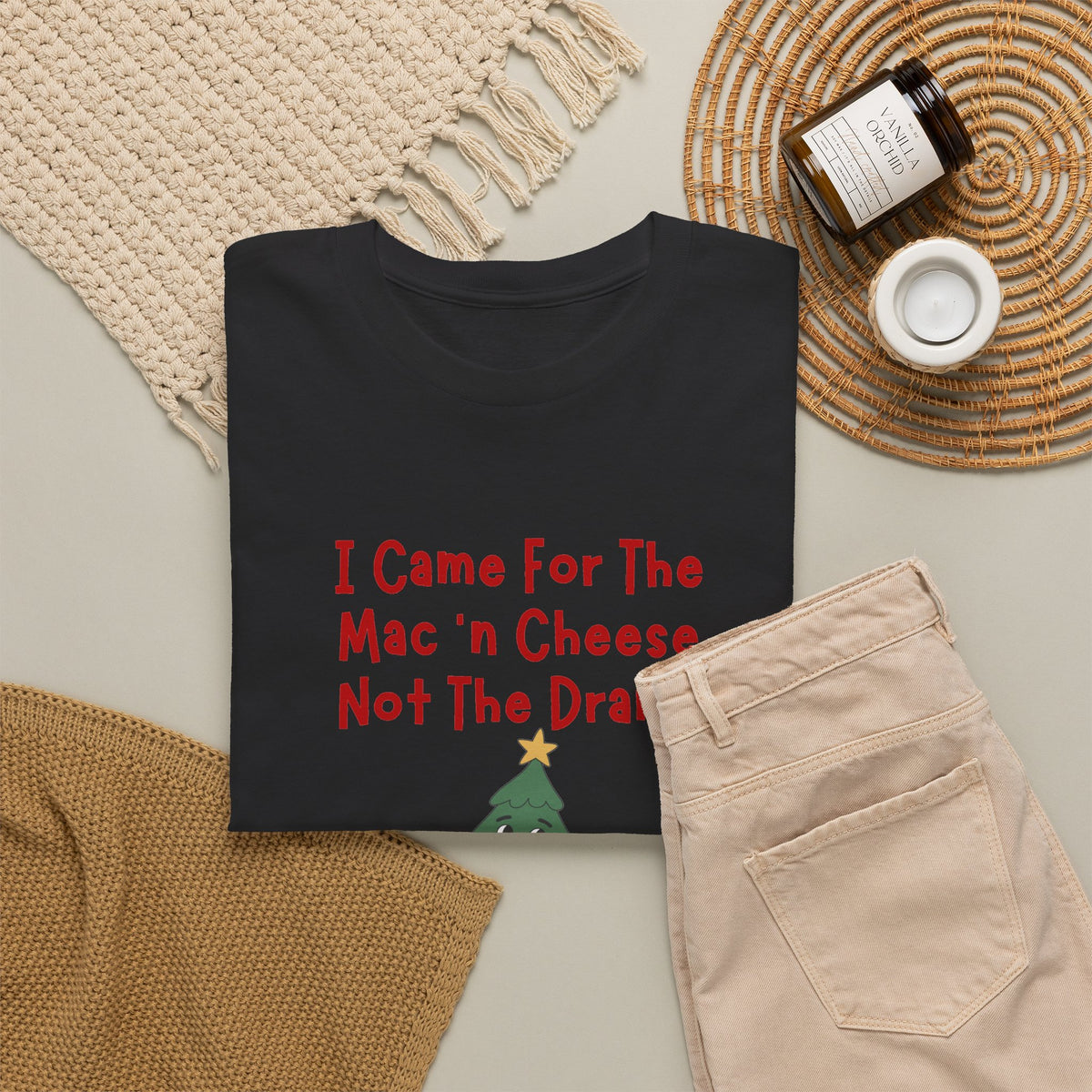 I Came for the Mac ’n Cheese Not the Drama Christmas Tree T-Shirt