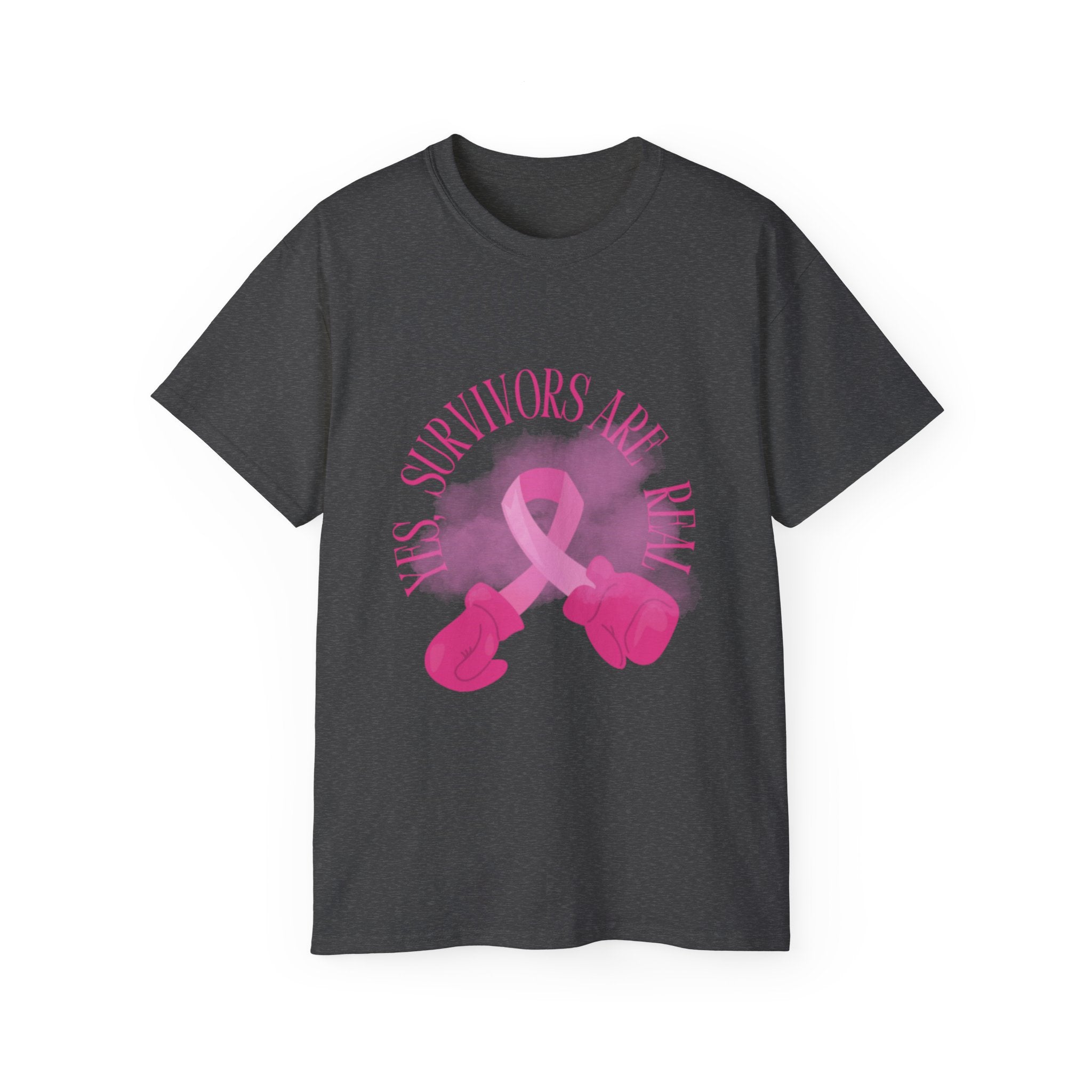 Breast Cancer Survivors Are Real T-Shirt — Pink Ribbon Boxing Gloves Tee