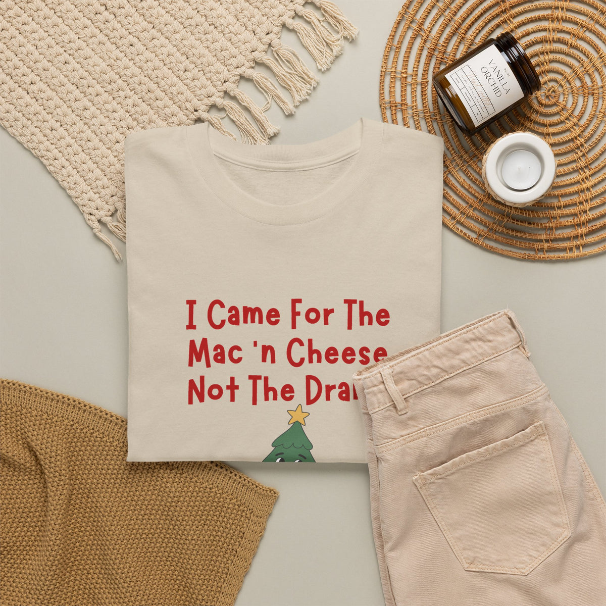 I Came for the Mac ’n Cheese Not the Drama Christmas Tree T-Shirt