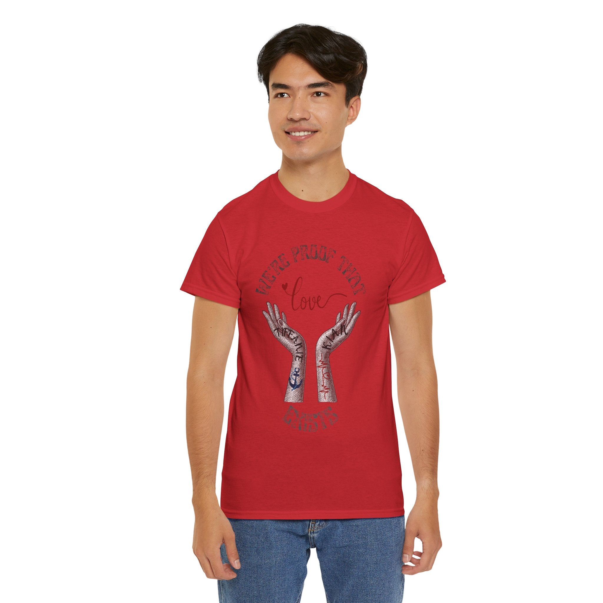 Love Wins Tattoo Hands T‑Shirt – "We're Proof That Love Exists" Couples Goal Pride Tee