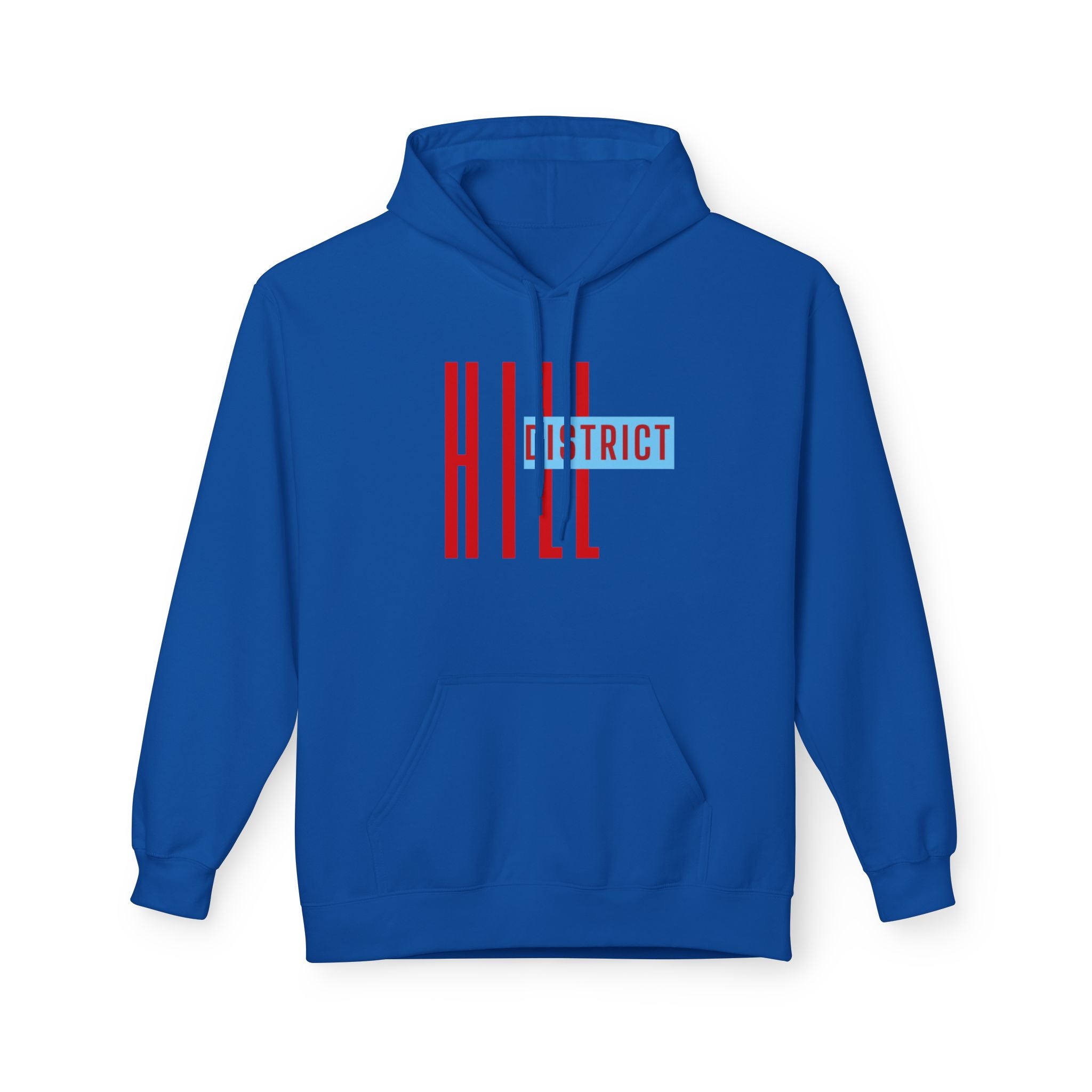 HILL District Hoodie — Retro Red & Blue 'HILL' Streetwear Pullover