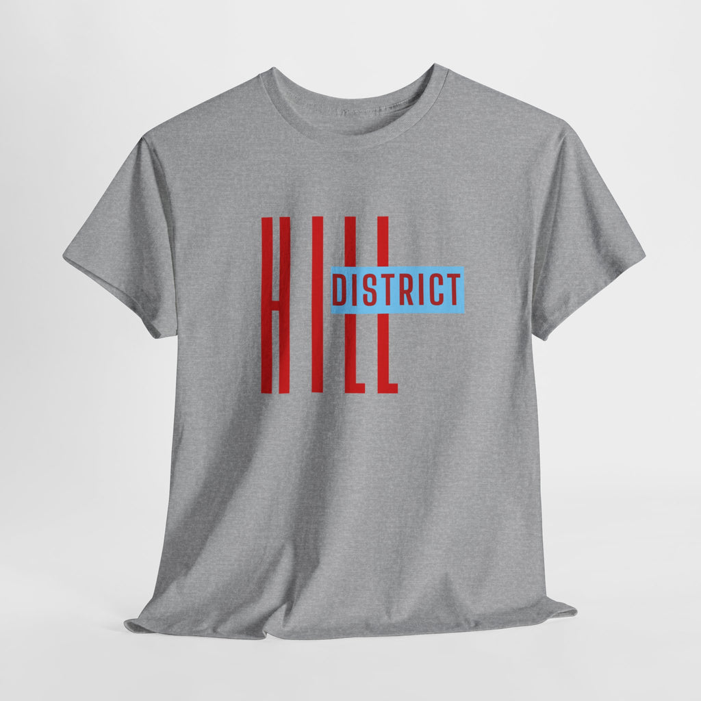 Hill District T-Shirt — Retro Red & Blue 'DISTRICT' Graphic Tee