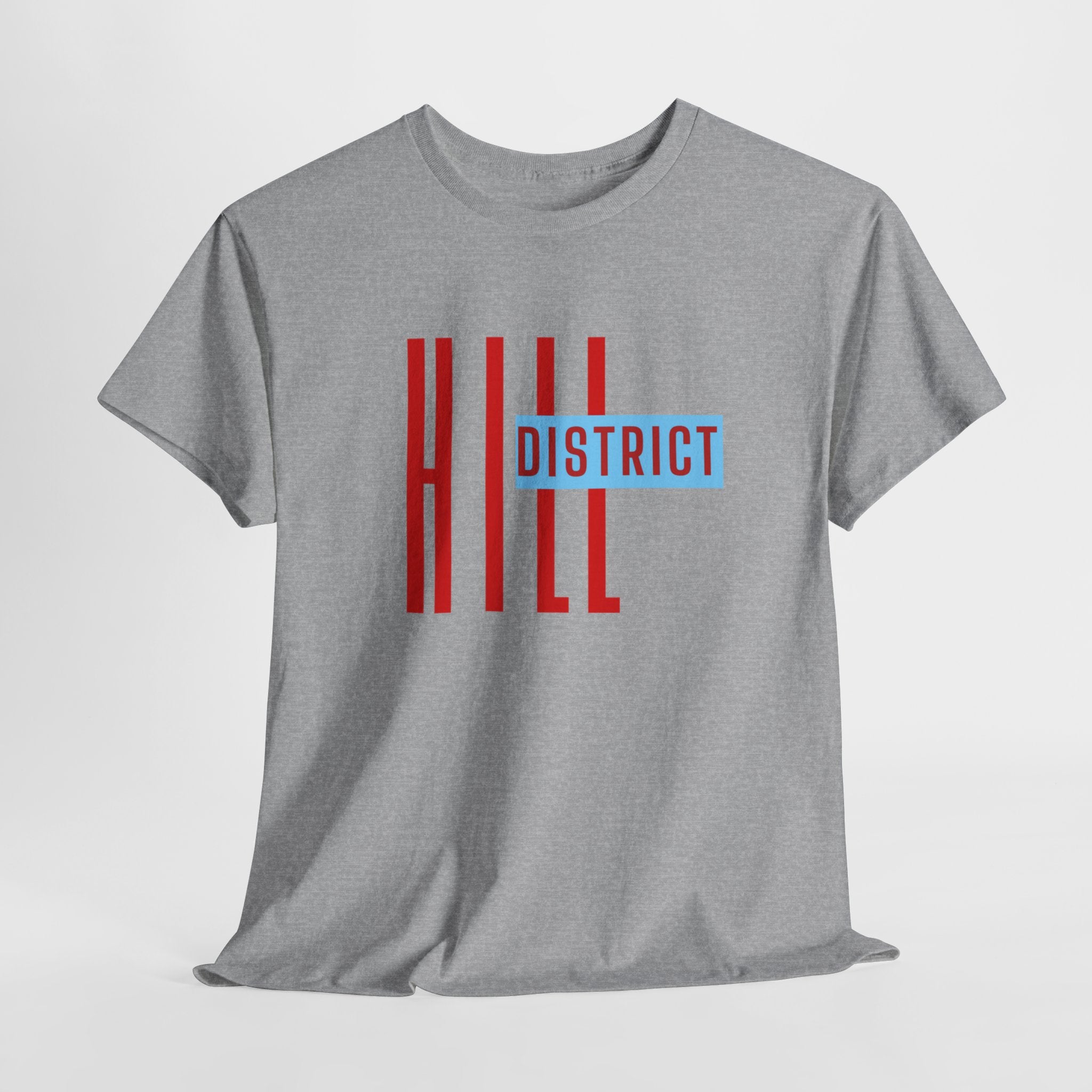 Hill District T-Shirt — Retro Red & Blue 'DISTRICT' Graphic Tee